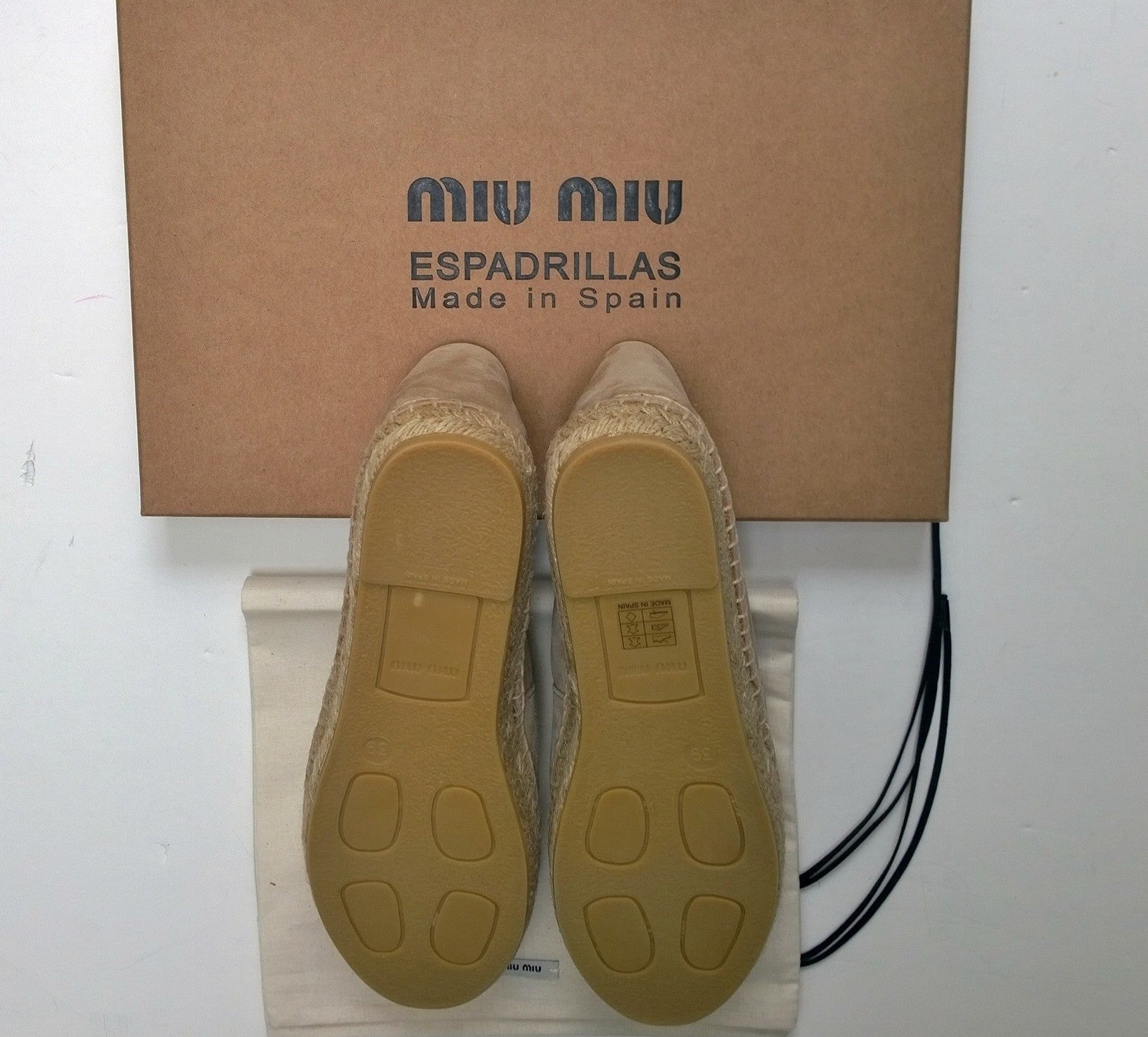 Miu Miu Women's Sand Suede Rhinestone Espadrille Flats - Elegant Summer Casual Shoes for Beach, Wedding & Party Occasions