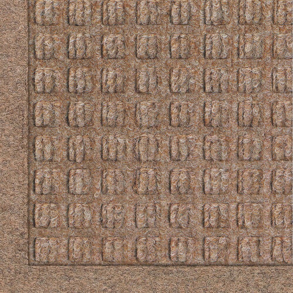 Premium WaterHog Fashion Mat - Heavy Duty Commercial-Grade Indoor/Outdoor Entrance Rug with Fabric Border | Quick Drying, Stain Resistant Doormat (Medium Brown, 3' x 12') | Perfect for High Traffic Areas, Office Entrances & Home Doorways