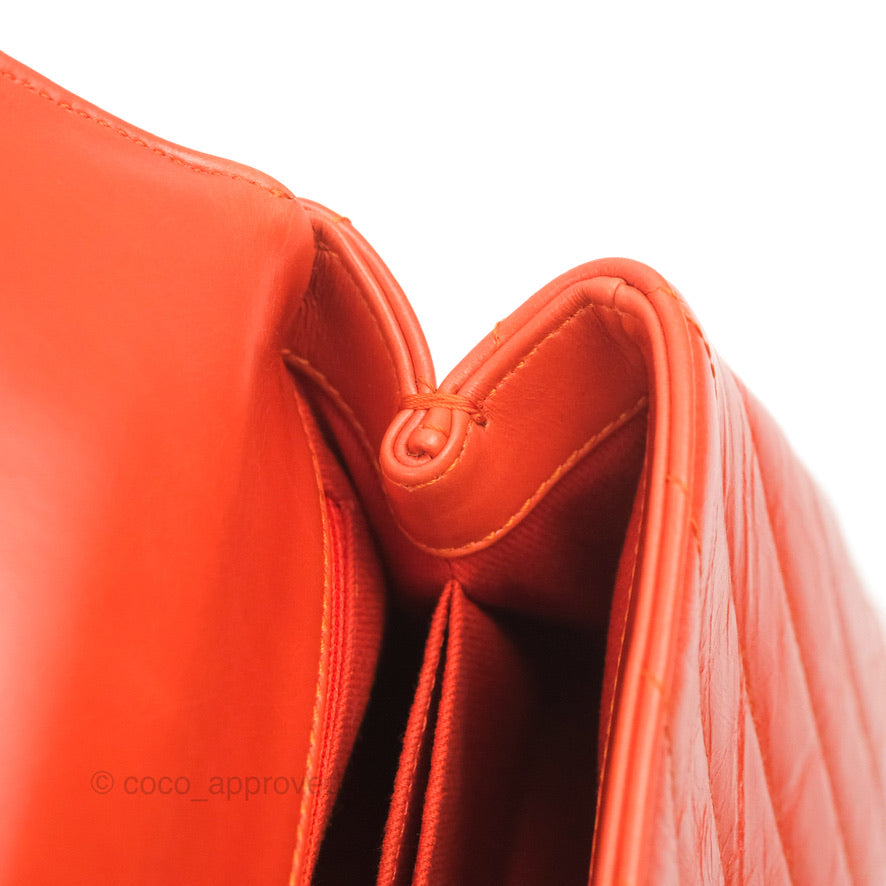 Chanel Chevron Small Coco Handle Bag in Dark Orange Shiny Aged Calfskin with Aged Gold Hardware - Perfect for Evening Events & Luxury Fashion Accessories