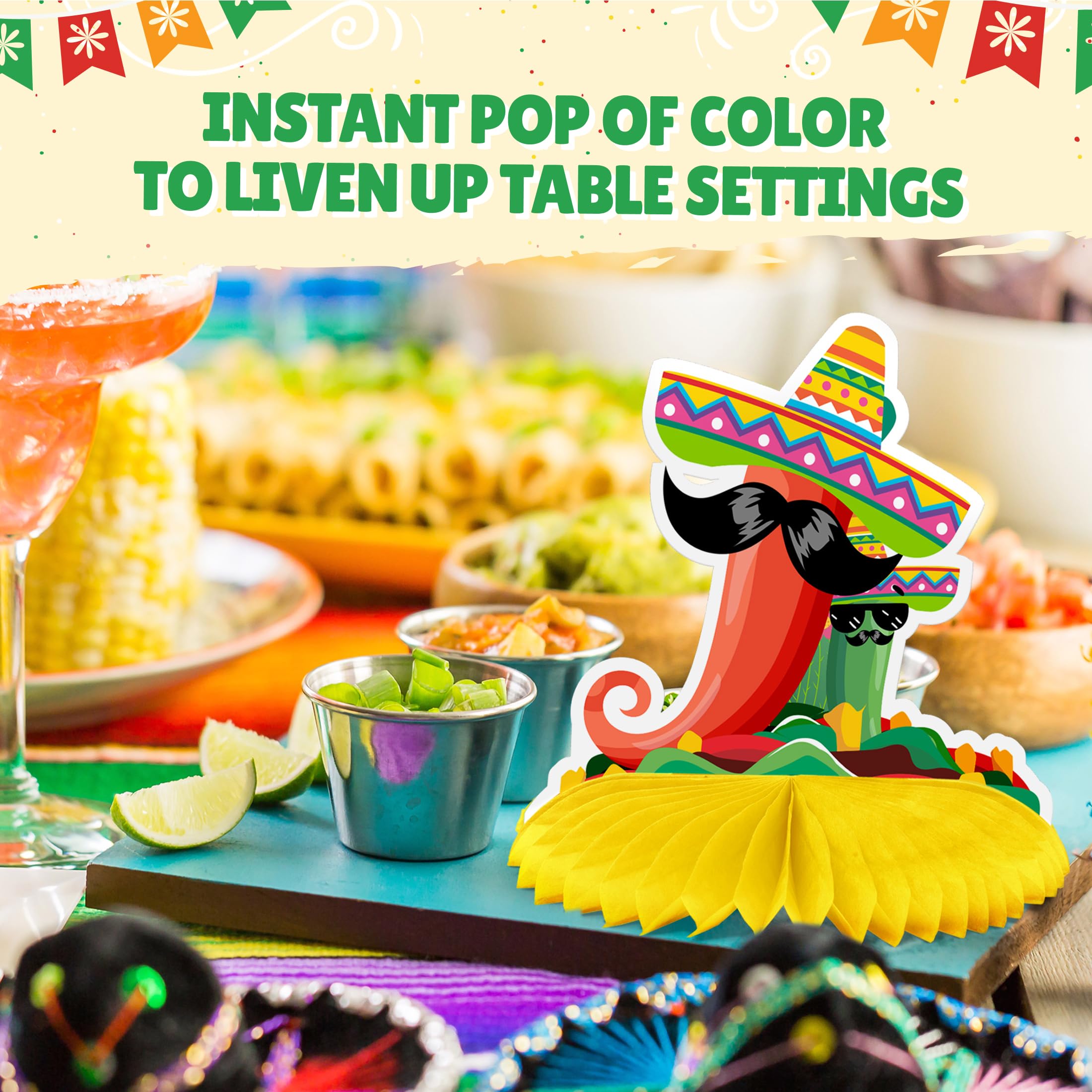 Vibrant Cinco De Mayo Party Decorations Set - 10-Pack Mexican Fiesta Table Centerpieces for Cinco De Mayo, Mexican Themed Parties & Celebrations - Perfect for Home Decor, Restaurant Displays & Festive Events