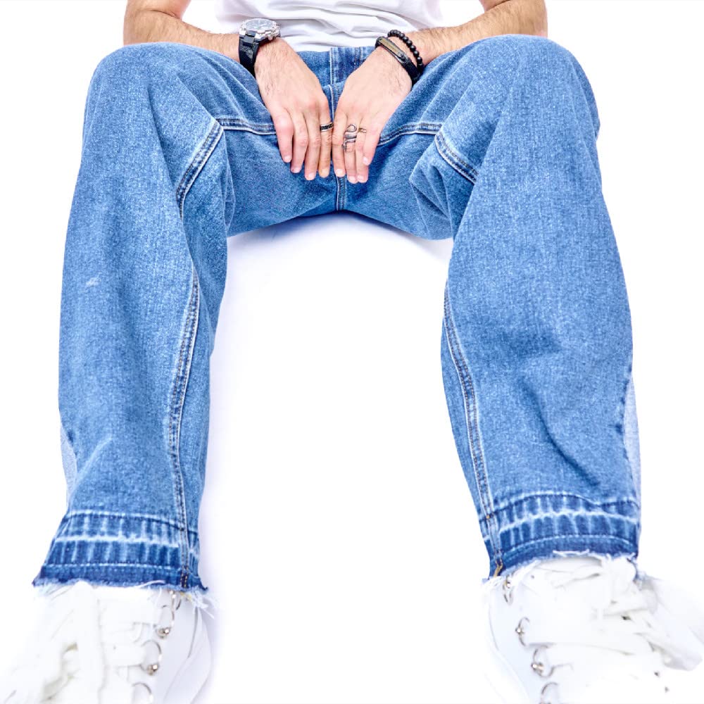 WEIBUMAOYI Men's Wide-Leg Jeans - Straight Leg Carpenter Denim Pants for Work & Casual Wear - Loose Fit Comfortable Trousers for Everyday Style