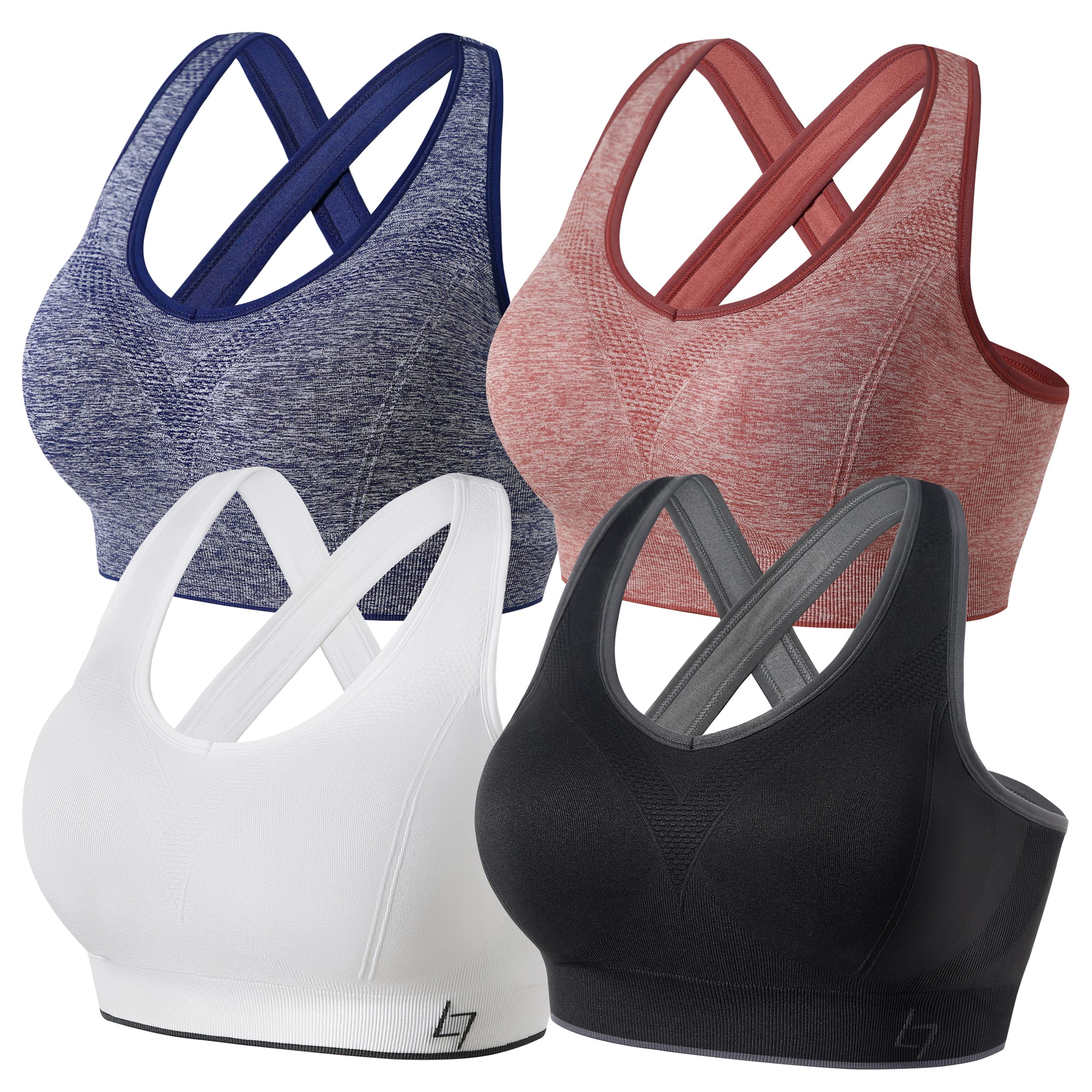 FITTIN Women's Cross Back Seamless Sports Bra with Removable Padded - Yoga, Gym, Workout, Running & Activewear for High-Impact Exercise