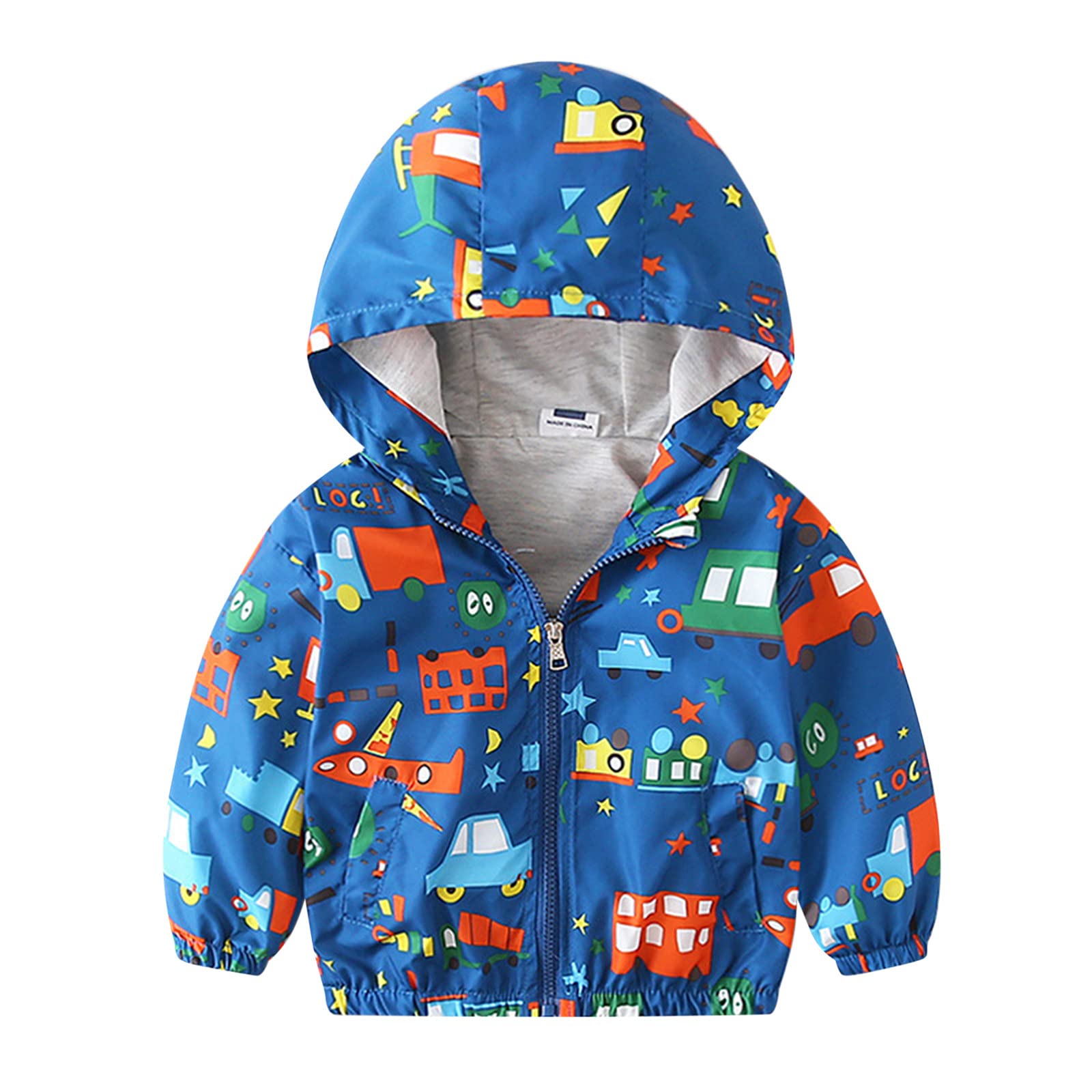 Dinosaur Hooded Windproof Jacket for Toddler Boys & Girls - Cartoon Zipper Coat for Spring & Fall Outwear | Playground, School & Outdoor Adventures