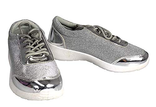 Sparkling Glitter Lace-Up Platform Sneakers for Women - Comfortable Elastic Casual Shoes for Party, Dance & Everyday Wear