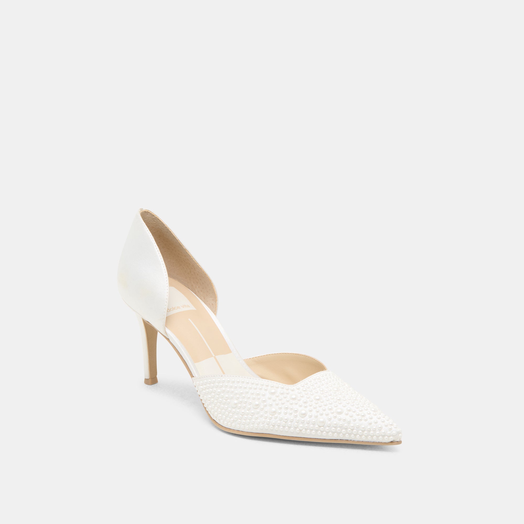 Eloy Pearl Heels - True White Satin Women's Dress Shoes for Weddings, Parties & Special Occasions