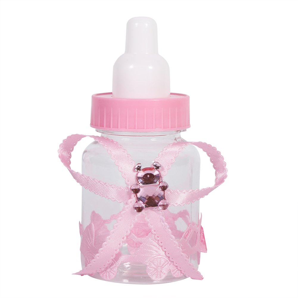 50Pcs Reusable Plastic Shower Bottles - 1.6 x 3.5 Inch Fillable Candy Containers for Baby Shower, Birthday Party Decorations - Perfect for Wedding Favors, Candy Buffets & DIY Craft Projects