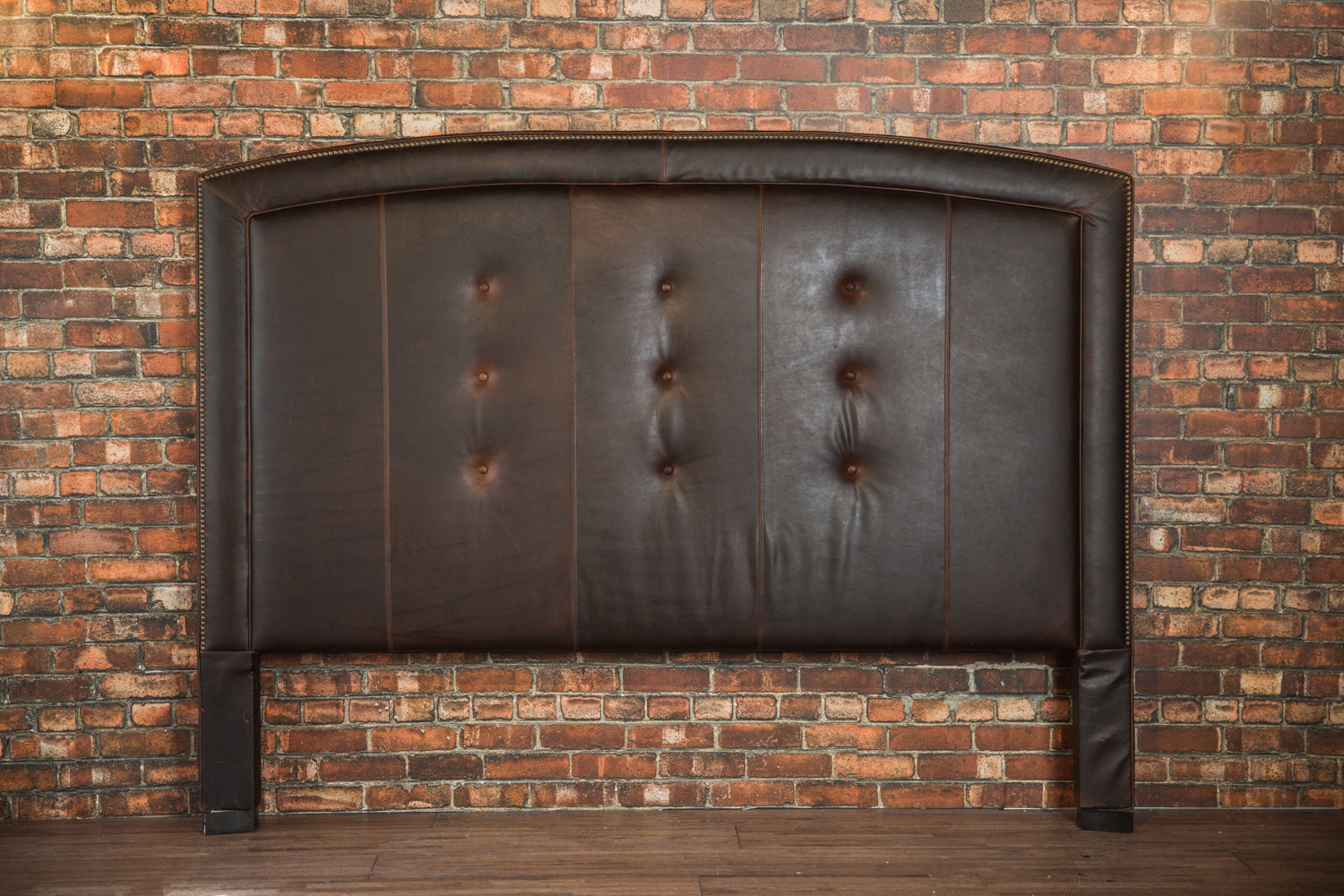 Luxury CAMELOT LEATHER HEADBOARD - Queen/King Size Upholstered Bed Frame - Premium Genuine Leather Bedroom Furniture for Master Suite & Guest Room Decor