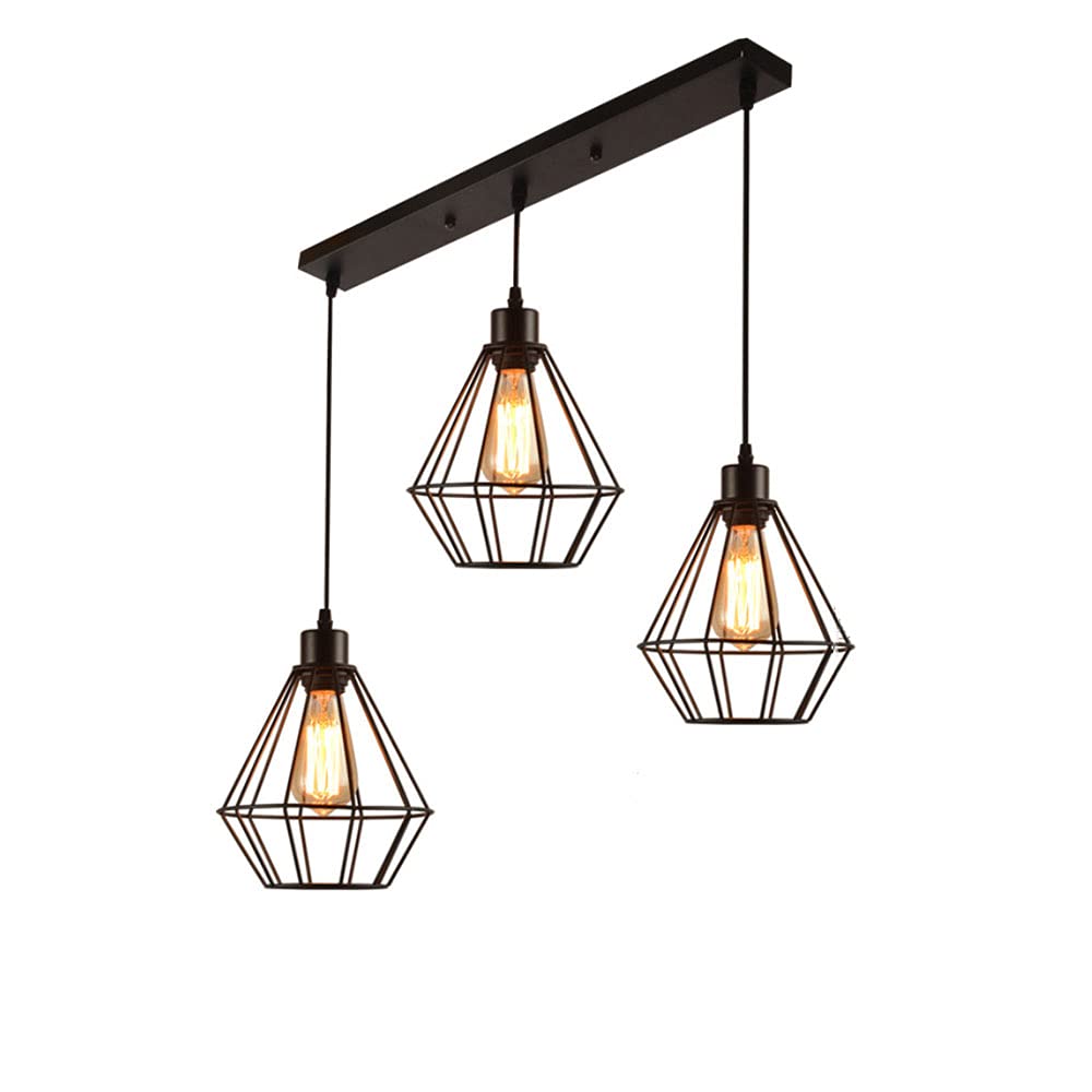 Vintage Black Wrought Iron Chandelier - Industrial Style Hanging Pendant Light with Retro Design for Dining Room, Kitchen, Bar & Cafe | Decorative Ceiling Lighting Fixture for Home, Restaurant & Commercial Spaces