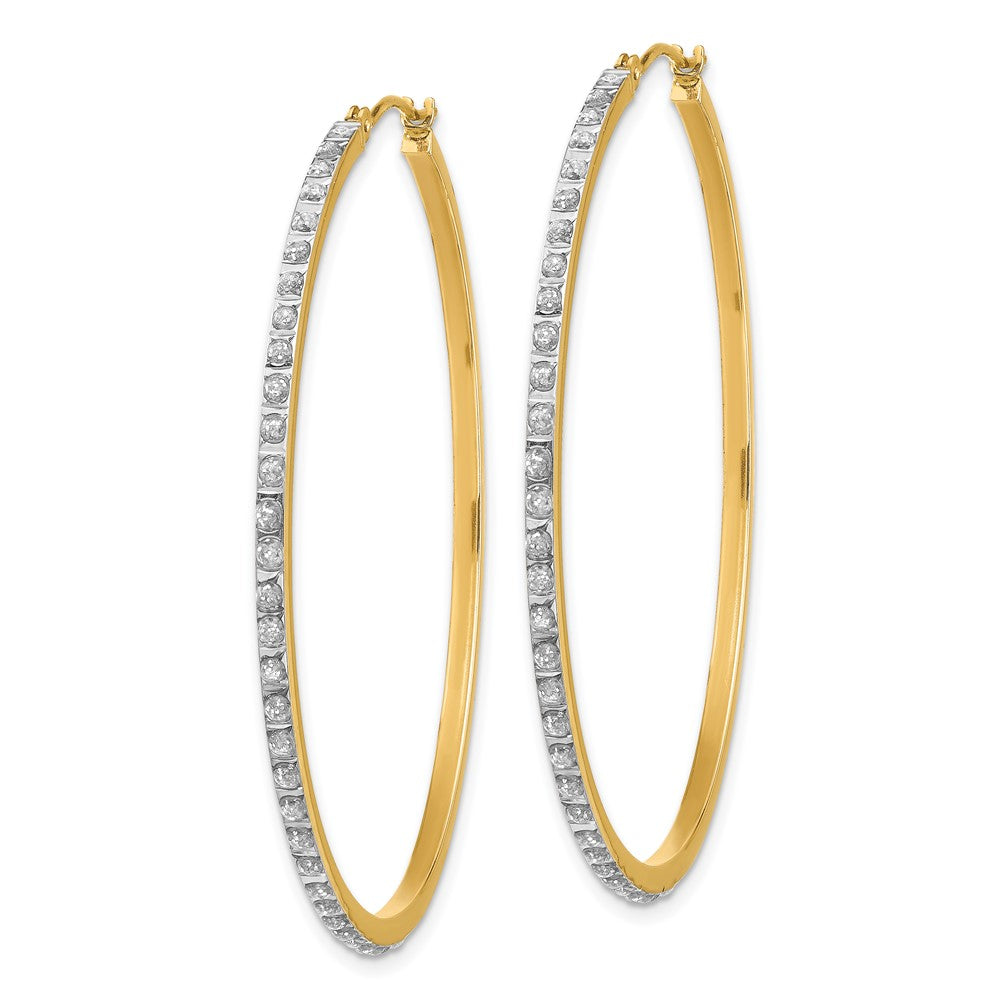 14K Gold Diamond Hinged Hoop Earrings for Women - Large Round Sparkling Studs | Elegant Party, Wedding & Evening Wear Jewelry DF122