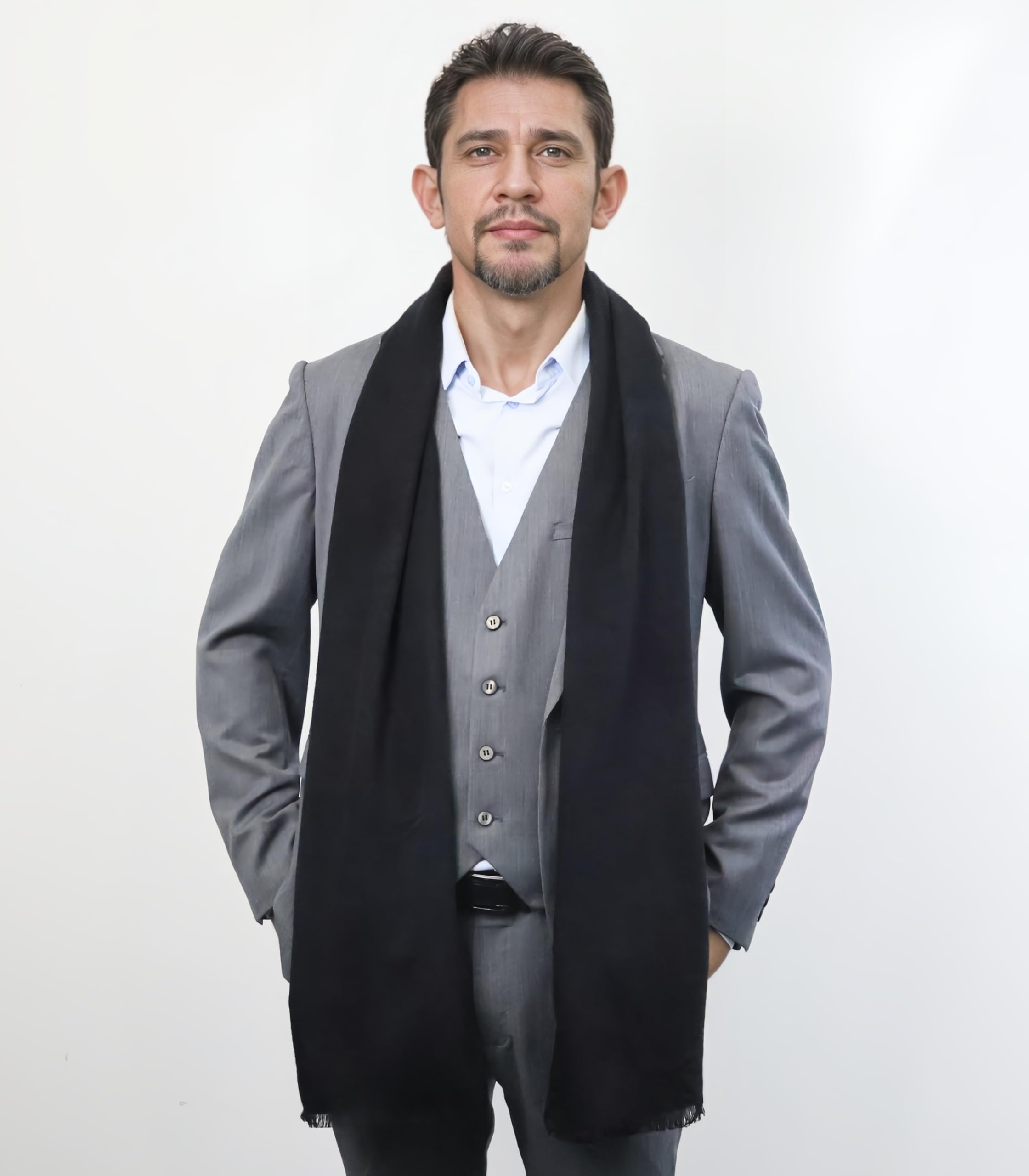 Premium Men's Cashmere Feel Scarf - Soft Winter & Autumn Fashion Accessory with Elegant Tassels - Perfect for Cold Weather, Office Wear & Outdoor Activities