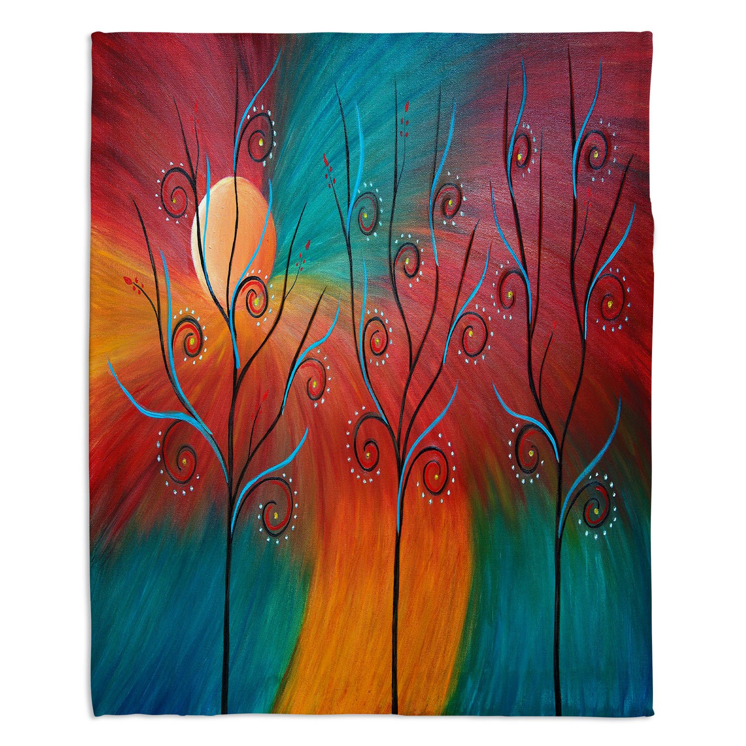Soft & Cozy Dia Noche Fleece Blanket - 4 Sizes (Small to Large) - Peacock Design by Tara Viswanathan - Perfect for Bed, Sofa & Travel - 80