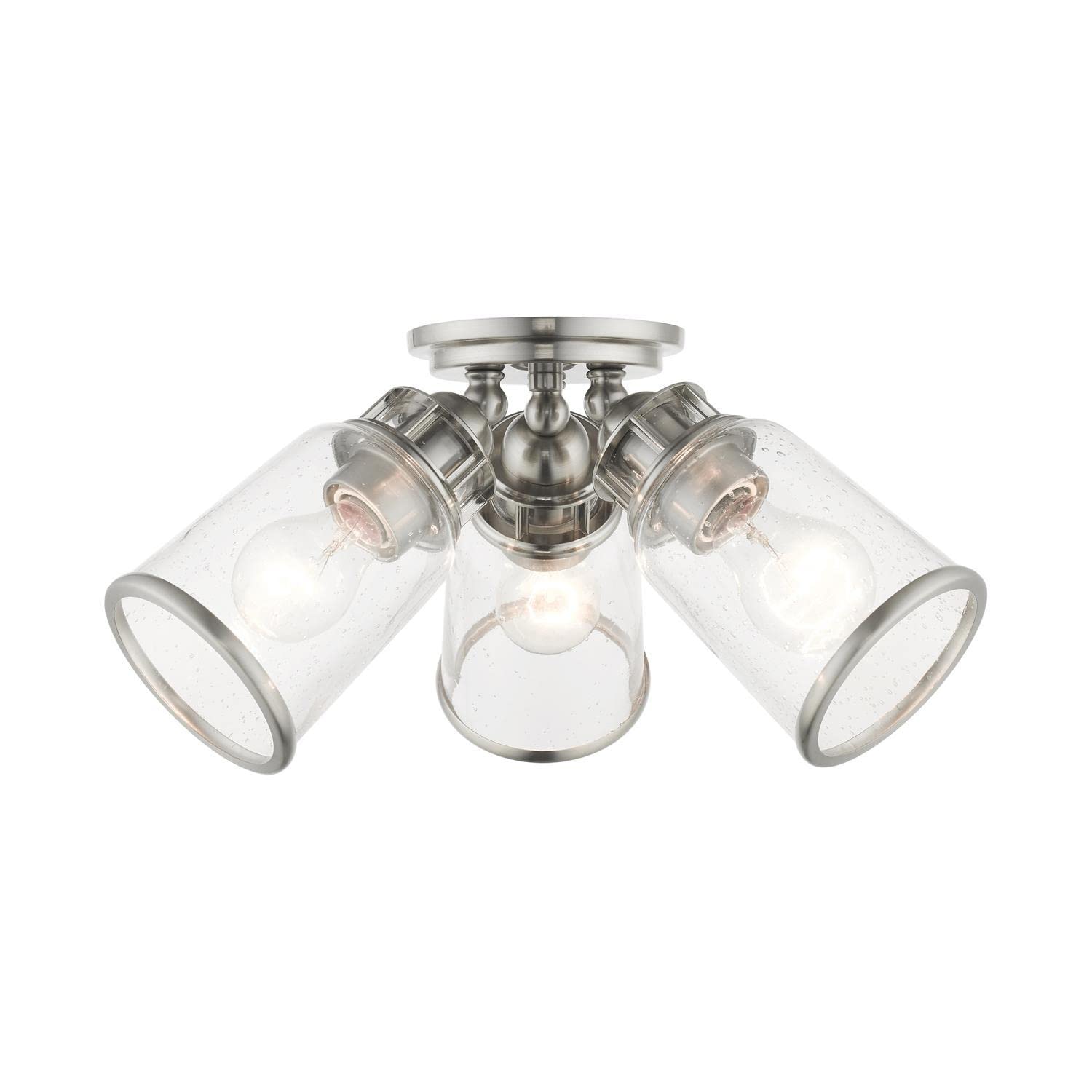 Livex Lighting Lawrenceville 3-Light Brushed Nickel Ceiling Mount Fixture - Perfect for Bedroom, Living Room & Dining Room Lighting