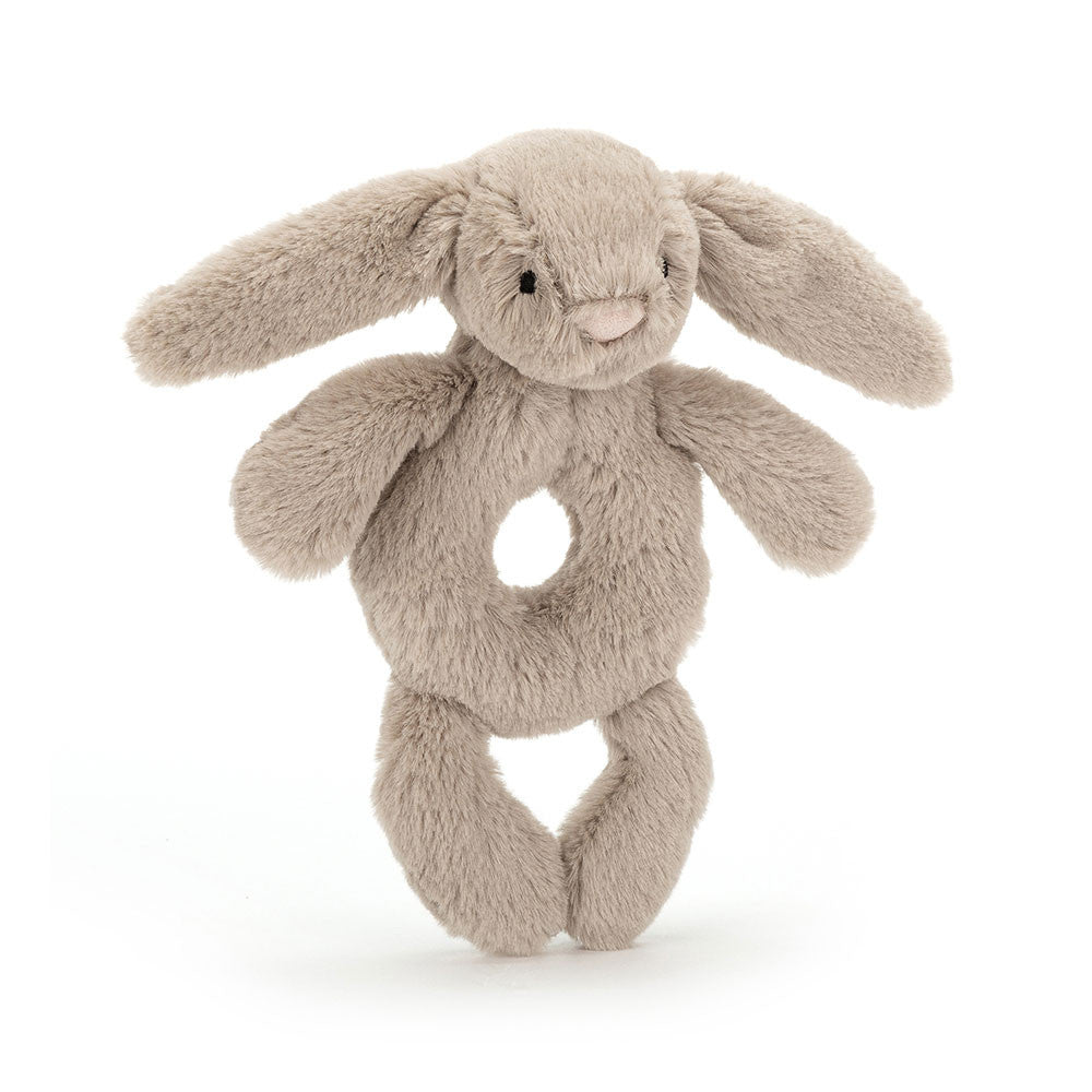 Adorable Bashful Bunny Baby Ring Rattle - Soft Teether Toy for Newborns & Infants - Perfect for Soothing, Playtime & Early Learning Development