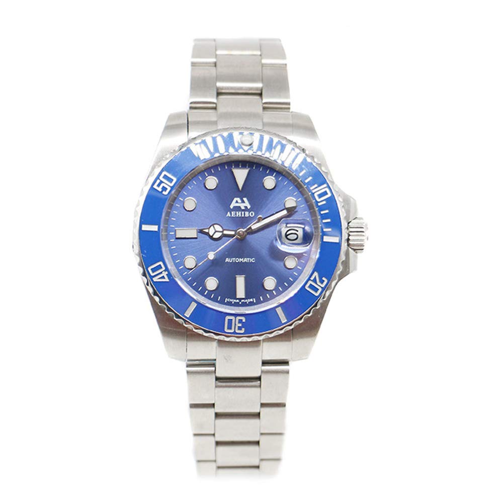 Men's Automatic Mechanical Watch - 50M Water Resistant, Ceramic Bezel & Sapphire Glass with Glide Lock - Blue Dial Wristwatch for Men | Perfect for Business, Casual Wear & Outdoor Activities
