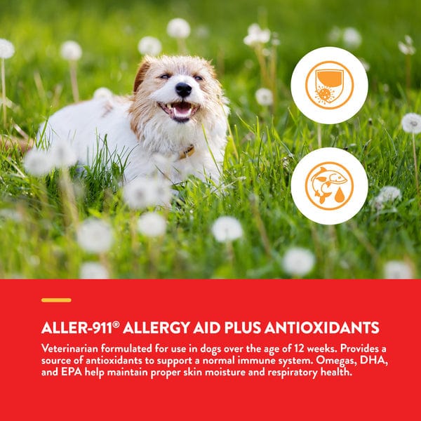 NaturVet Aller-911 Allergy Aid Plus Antioxidants Soft Chews for Dogs - Itchy Skin Relief & Immune Support for Small, Medium & Large Breeds - Perfect for Seasonal Allergies & Daily Wellness