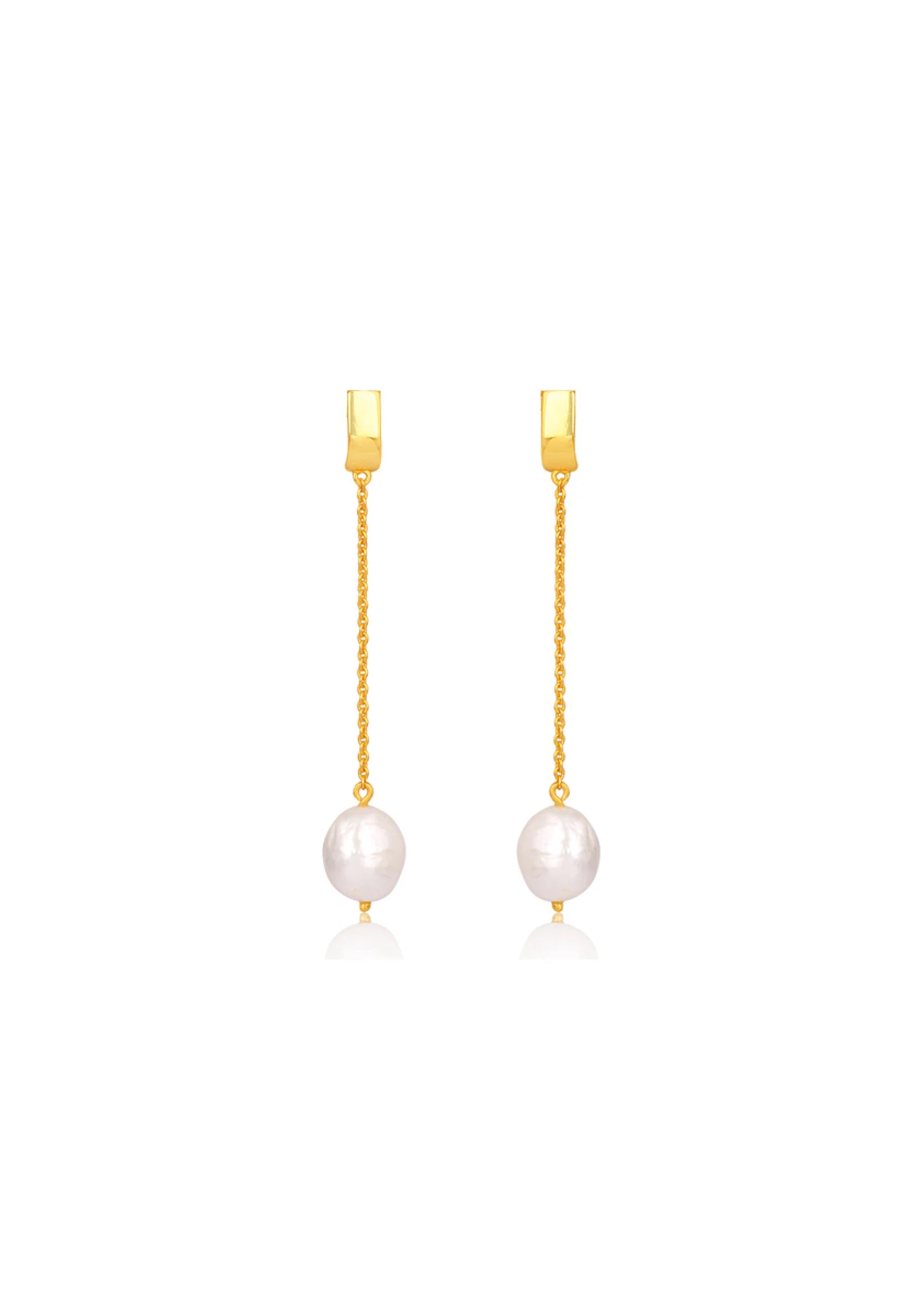 Lola Knight Ada Minimalist Pearl Bridal Earrings 18K Gold – Elegant Wedding Jewelry for Brides, Bridesmaids & Formal Events