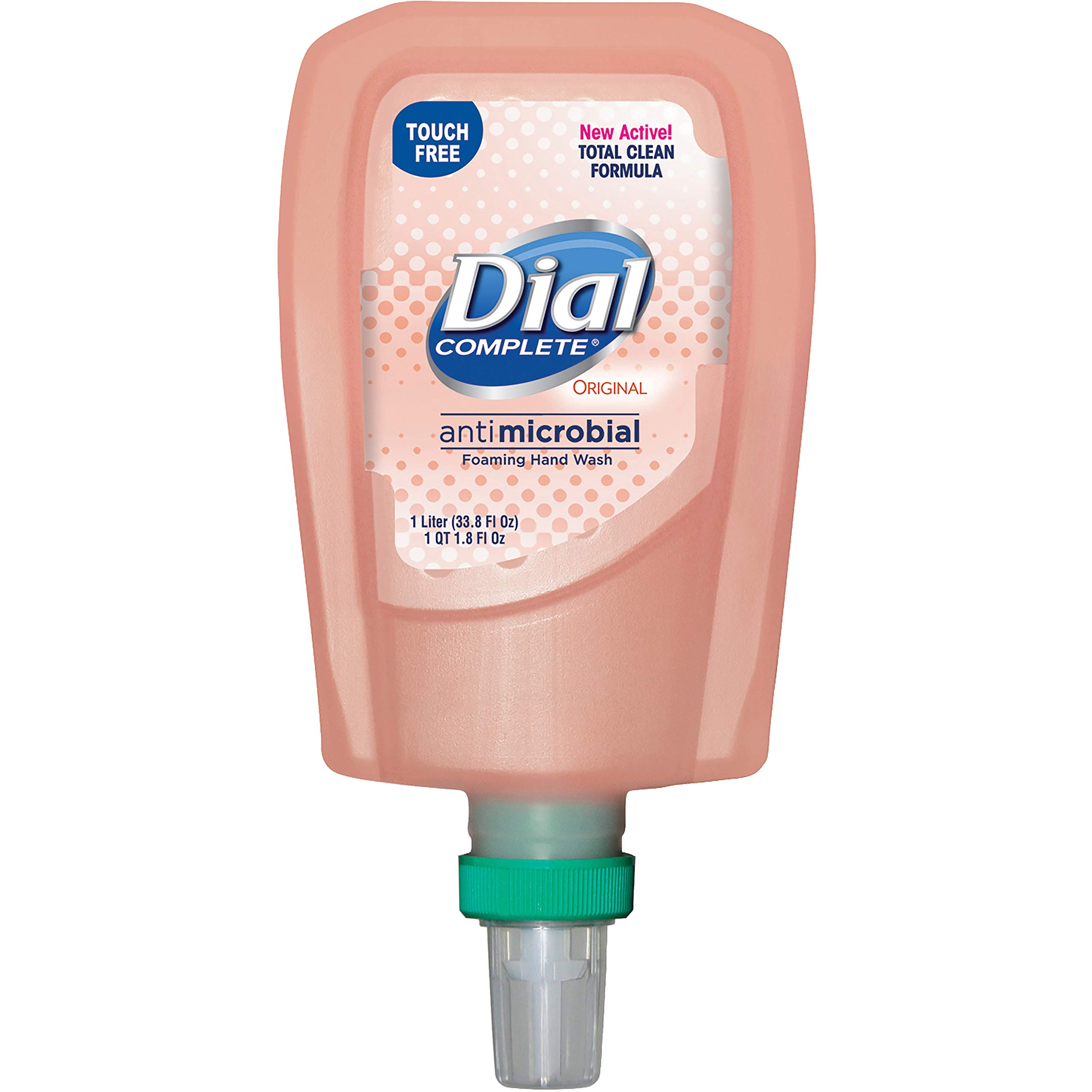 Dial FIT Touch-Free Refillable Antimicrobial Hand Soap - 33.8oz Pump Bottle for Kitchen, Bathroom & Office - Kills 99.9% Germs Without Touching