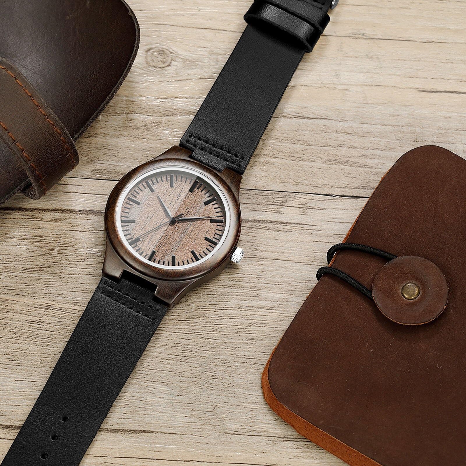 Personalized Engraved Wooden Watches for Men - Unique Gifts for Husband, Dad, Boyfriend | Fathers Day, Christmas, Valentines, Thanksgiving Present | Perfect for Weddings, Anniversaries & Special Occasions