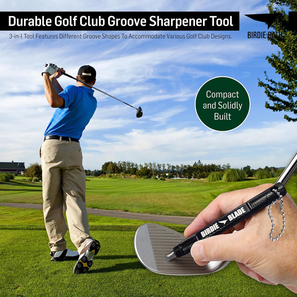 Birdie Golf: 3-in-1 Golf Club Groove Sharpener Tool - Birdie Blade for Professional Club Maintenance | Perfect for Driving Range & Home Practice