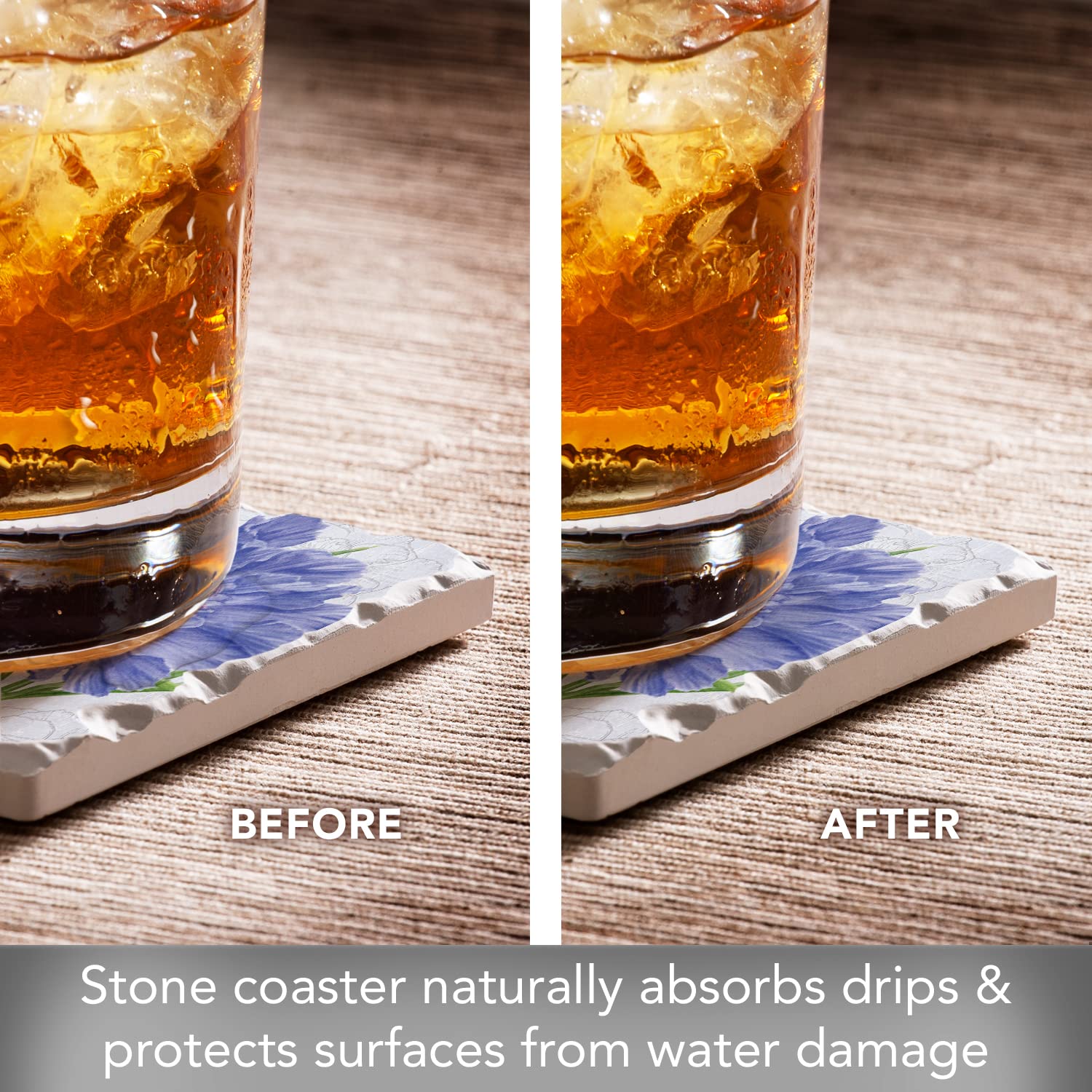 Thirstystone Scabiosa Tumbled Stone Coaster Set - 4
