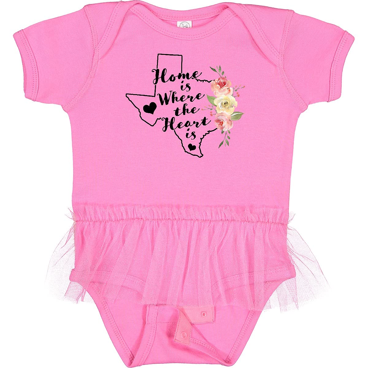 Inktastic Texas Home is Where The Heart is Watercolor Infant Tutu Bodysuit - Cute Baby Girl Outfit for Photoshoots, Family Gatherings & Special Occasions
