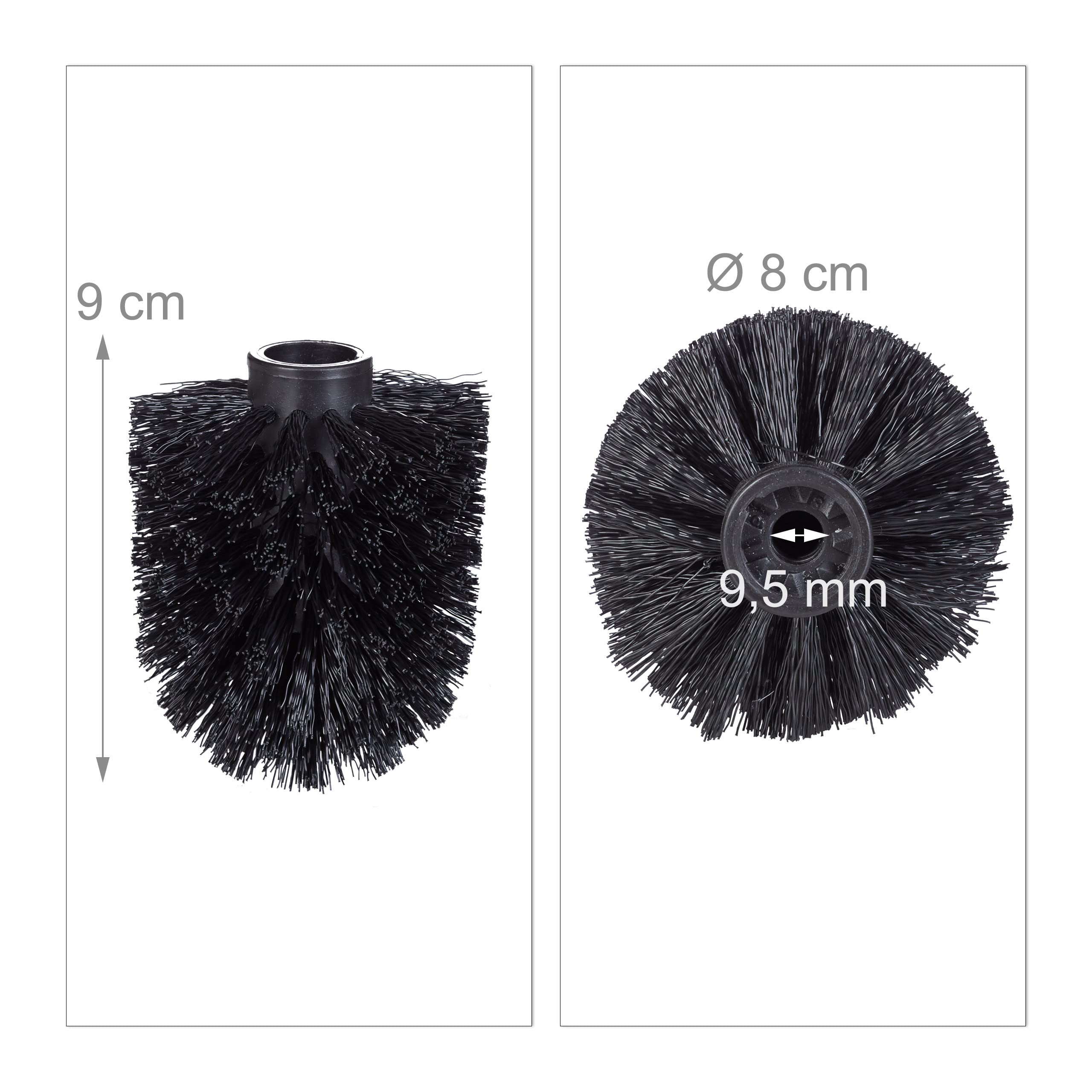 5-Pack Toilet Brush Replacement Heads - 9.5mm Thread, 8cm Diameter, Black (8x8x9cm) - Perfect for Bathroom Cleaning & Sanitizing