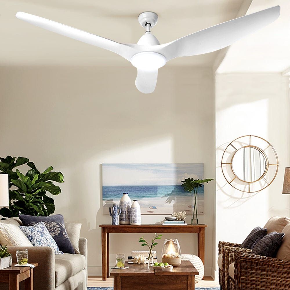 Devanti 64 Inch DC Motor Ceiling Fan with LED Light and Remote Control - 3 Blade Modern Ceiling Fan for Living Room, Bedroom, and Office - Energy Efficient Cooling and Stylish Lighting Solution