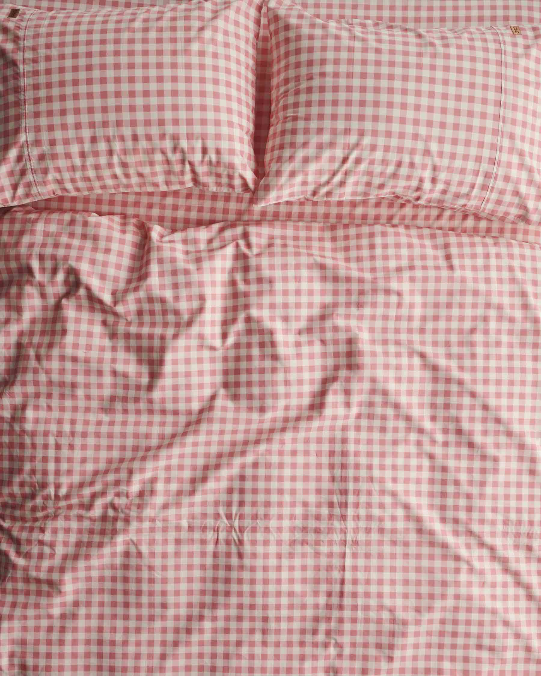 Gingham Candy Organic Cotton Quilt Cover Set - Soft & Breathable Bedding for All Seasons - Perfect for Master Bedroom, Guest Room & Dorm Decor (US)