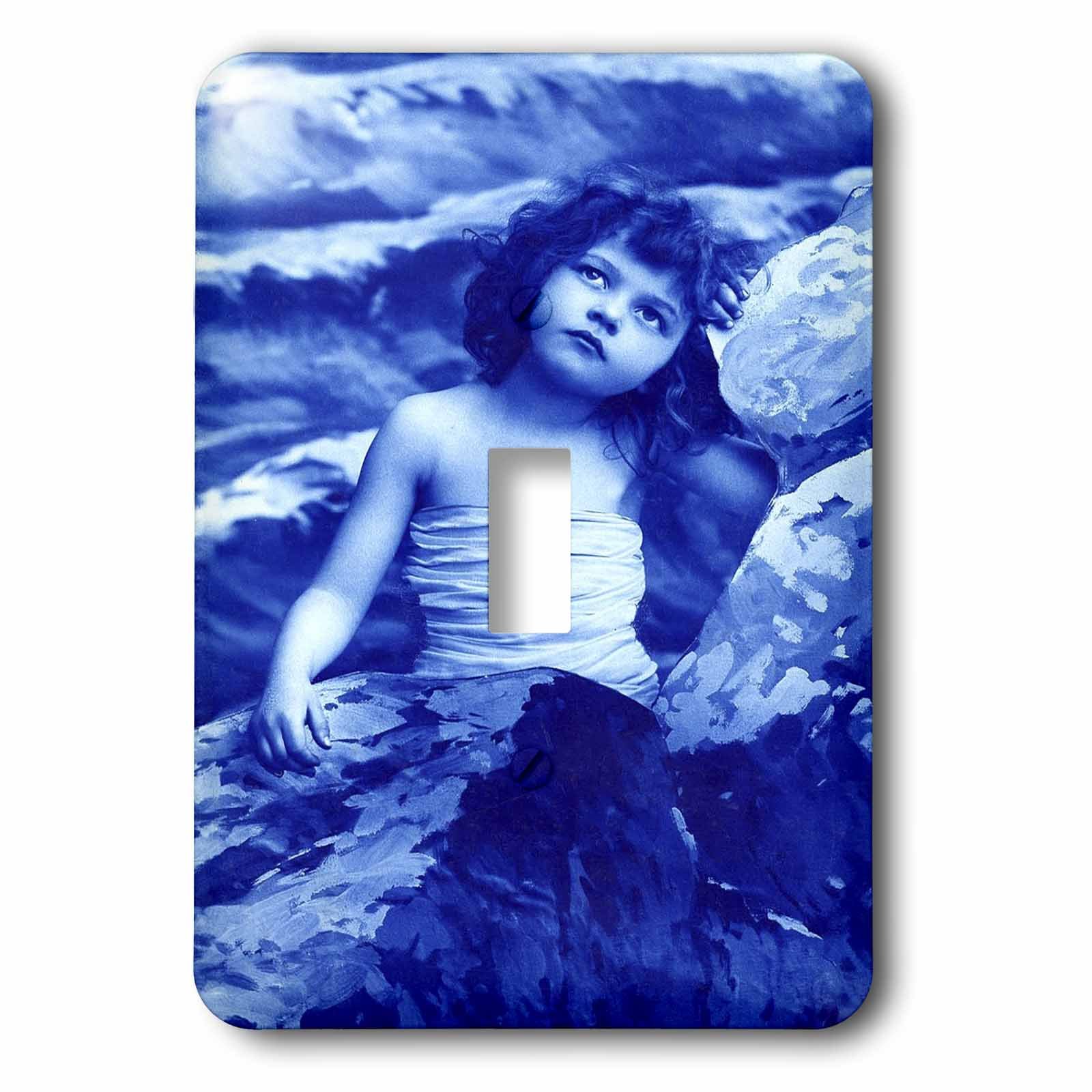 3dRose lsp_55222_1 Vintage Little Blue Mermaid Light Switch Cover - Decorative Wall Plate for Kids Bedroom, Bathroom & Nursery
