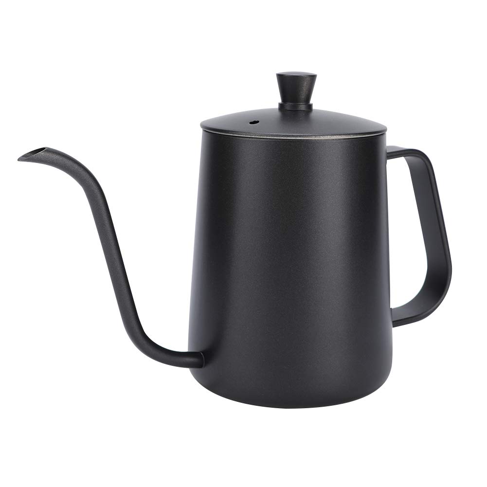 Premium 600ml Teflon-Coated Gooseneck Pour Over Coffee Kettle - Perfect for Home Brewing, Camping & Specialty Coffee Making (Black)