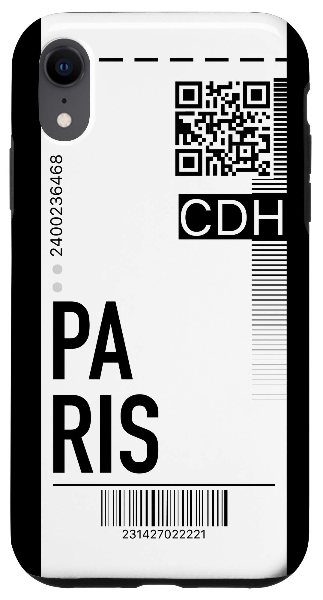 iPhone XR Paris Air Flight Ticket Phone Case - Boarding Pass Design City Black Hard Cover for Travel & Adventure Enthusiasts