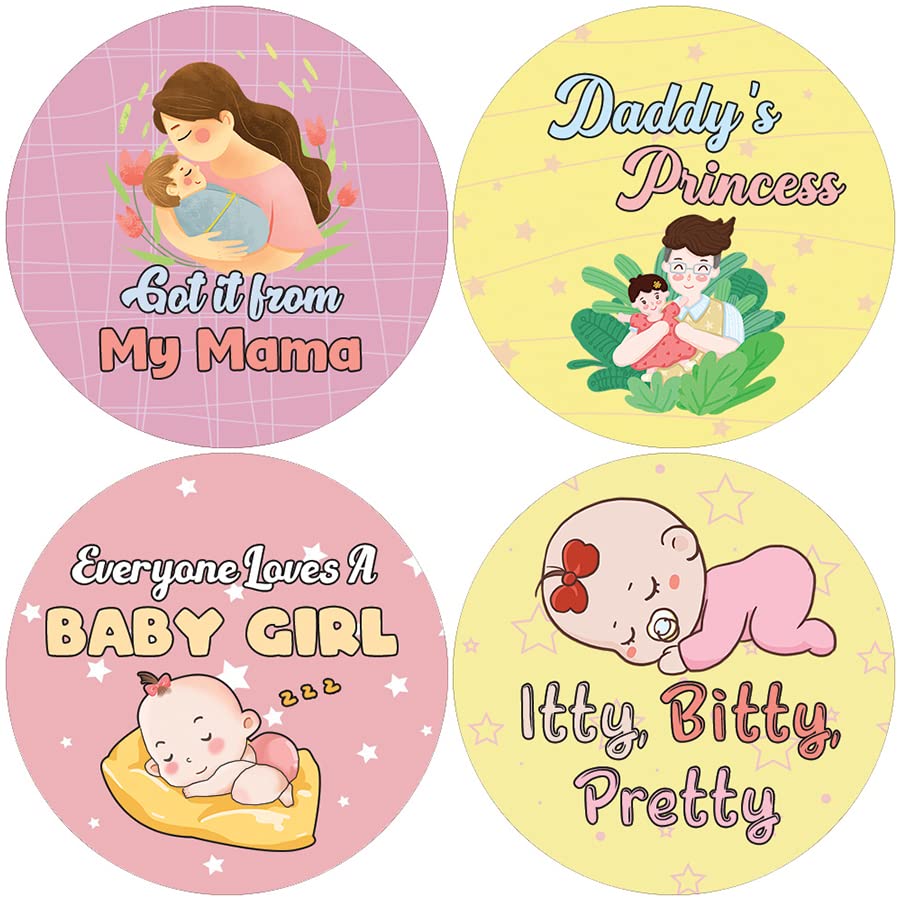 Creanoso New Baby Girl Quotes Stickers (10 Sets X 16 Designs) - Perfect Sticker Card Giveaways for Expectant Mothers & Baby Showers - Cute Stocking Stuffers & Unique Baby Shower Gifts - Ideal for Nursery Decor, Scrapbooking & Parenting Rewards
