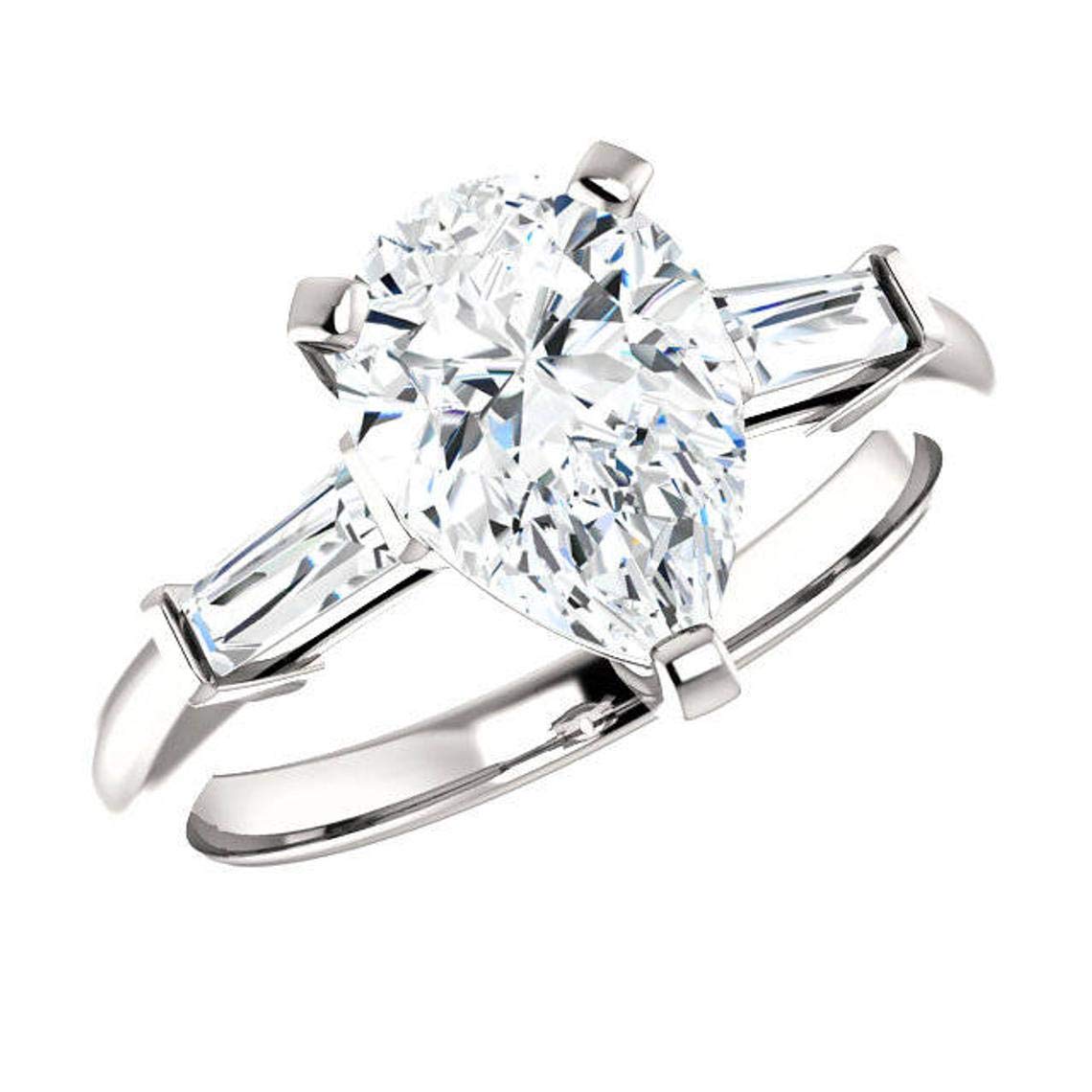 1.55CT Pear Cut Colorless Moissanite Engagement Ring - Handmade Antique 925 Sterling Silver Wedding Promise Ring - Custom Bespoke Jewelry for Proposals, Anniversaries & Special Gifts