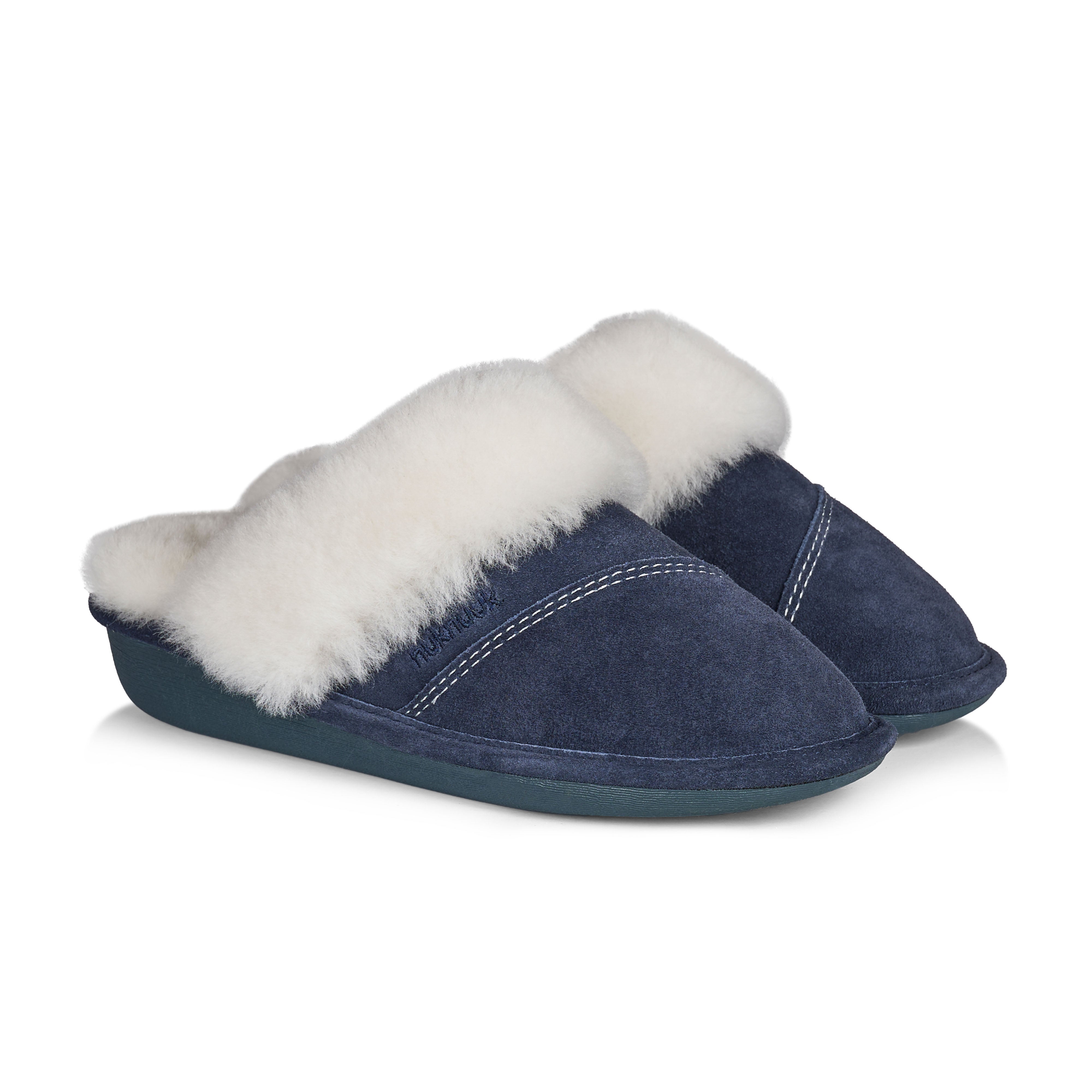 Joy Women's Non-Slip Fuzzy House Slippers - Soft Memory Foam Indoor/Outdoor Comfort Shoes (Navy Blue) - Perfect for Home, Office & Travel Use