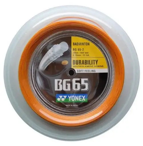 YONEX BG 65 Badminton String [200m Reel] - High Performance Badminton Racket String for Professional & Recreational Players - Perfect for Tournaments & Training Sessions
