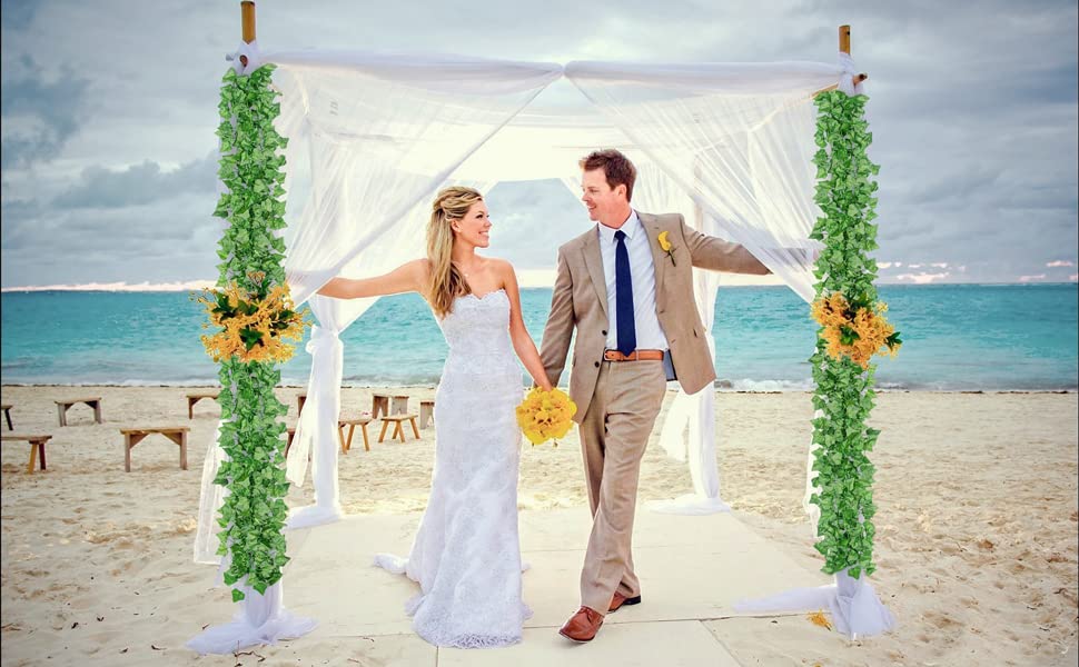 Artificial Ivy Garland - 60 Strands 416Ft Fake Hanging Plants for Wedding, Party & Home Decor | UV Resistant Fake Ivy Vines for Wall, Garden & Indoor Room Decoration (Ivy Leaves) - Perfect for Creating Romantic Atmosphere & Enhancing Living Spaces
