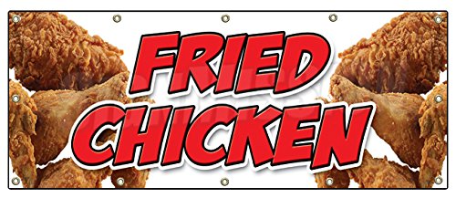 48x120 Inch Fried Chicken Banner Sign - Custom Restaurant Advertising Sign for Southern & Maryland Style Eateries - Perfect for Outdoor & Indoor Business Promotion