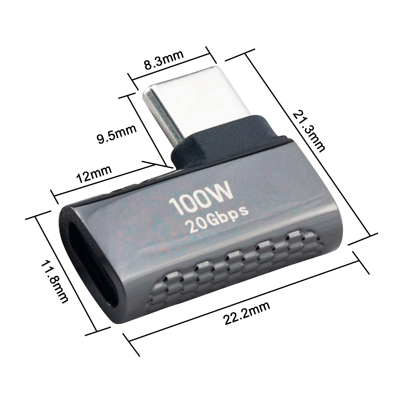 Leehitech 2 Pack Right Angle USB C to USB C Adapter - 20Gbps High-Speed Data Transfer, L-Shape USB 3.1 Male to Female Connector, 100W PD Fast Charging for MacBook Pro, iPad Pro, Nintendo Switch, Steam Deck - Perfect for Gaming, Travel & Workspace Cable Management