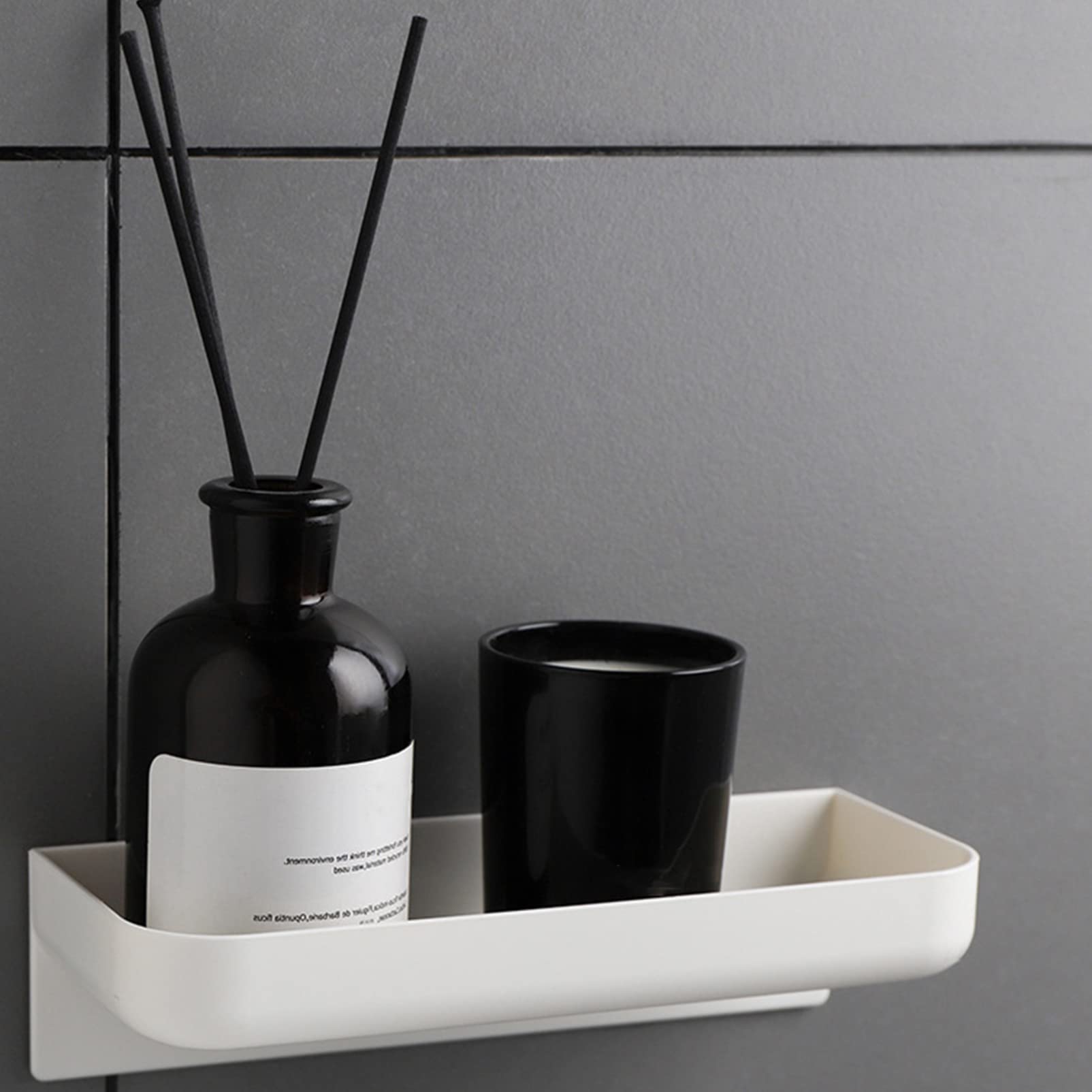 2-Pack White Floating Wall Shelves - Bathroom & Kitchen Storage Rack | Wall Mounted Display Shelves for Bathroom Essentials, Spices & Decor | Perfect for Small Space Organization in Bathrooms, Kitchens & Living Rooms