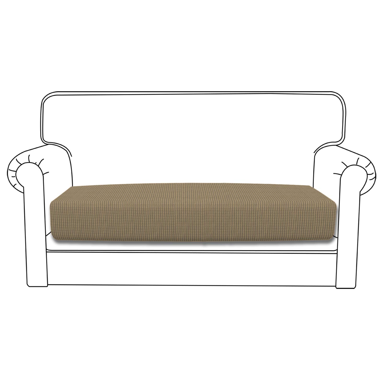 Stretch Loveseat Cushion Cover - Soft Elastic Sofa Slipcover Protector for Furniture (Tan) | Perfect for Living Room, Bedroom & Home Decor