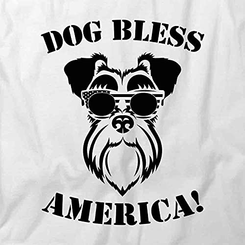Dog Bless America! Patriotic Graphic T-Shirt for Men & Women - Soft Cotton White Printed Tee - Perfect for July 4th, Veterans Day & American Pride Events