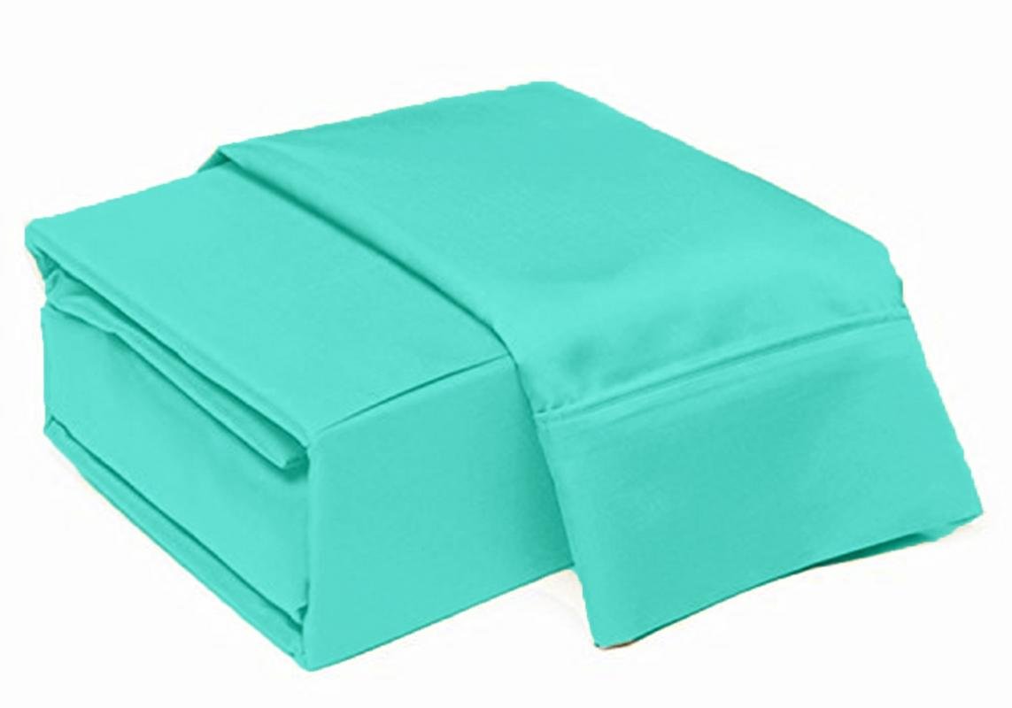 VGI Luxury 100% Egyptian Cotton Twin XL Sheet Set - 550 Thread Count, Soft & Breathable, Deep Pocket Fits 7-9 Inch Mattress (39x80 Inches, Aqua Blue) | Perfect for Dorm Rooms, Guest Beds & Cozy Sleep