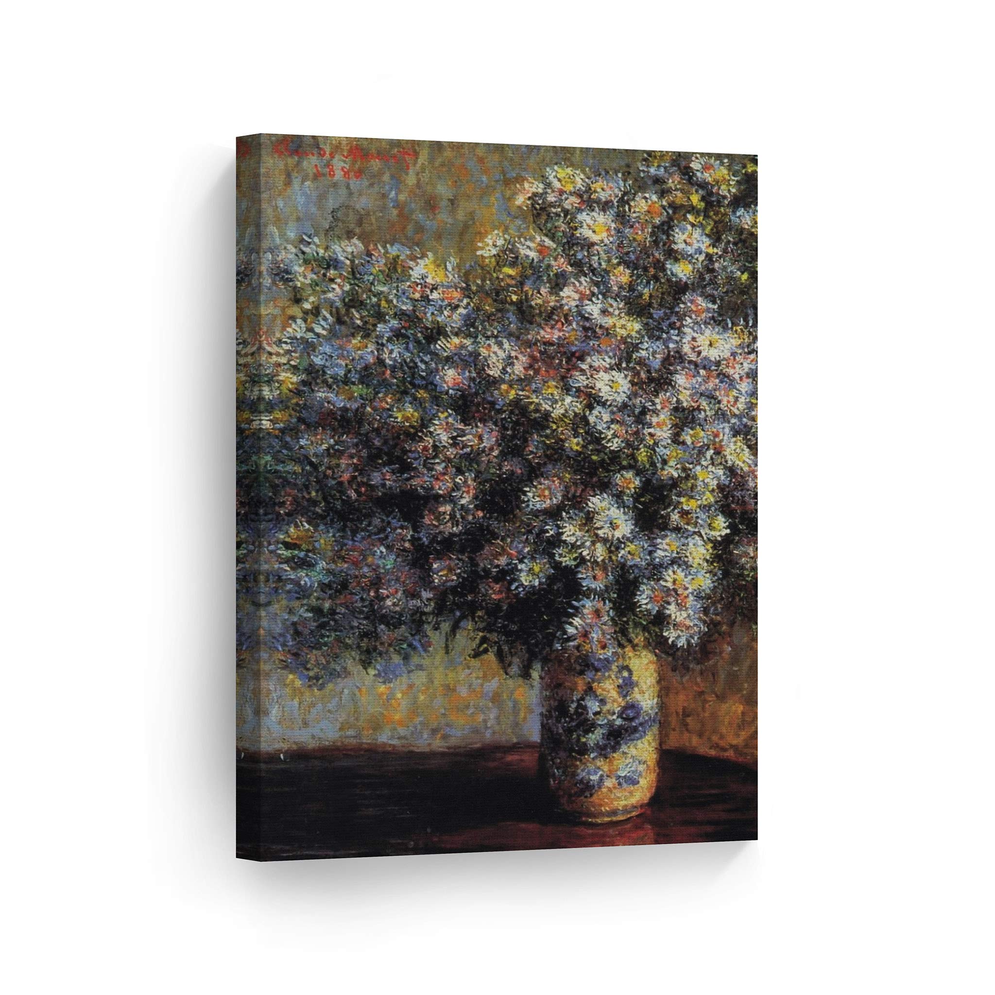 Claude Monet Asters Canvas Wall Art Print - Famous Oil Painting Reproduction, Modern Home Decor, Ready to Hang (40x30 inches, Made in USA) | Perfect for Living Room, Bedroom & Office Decor