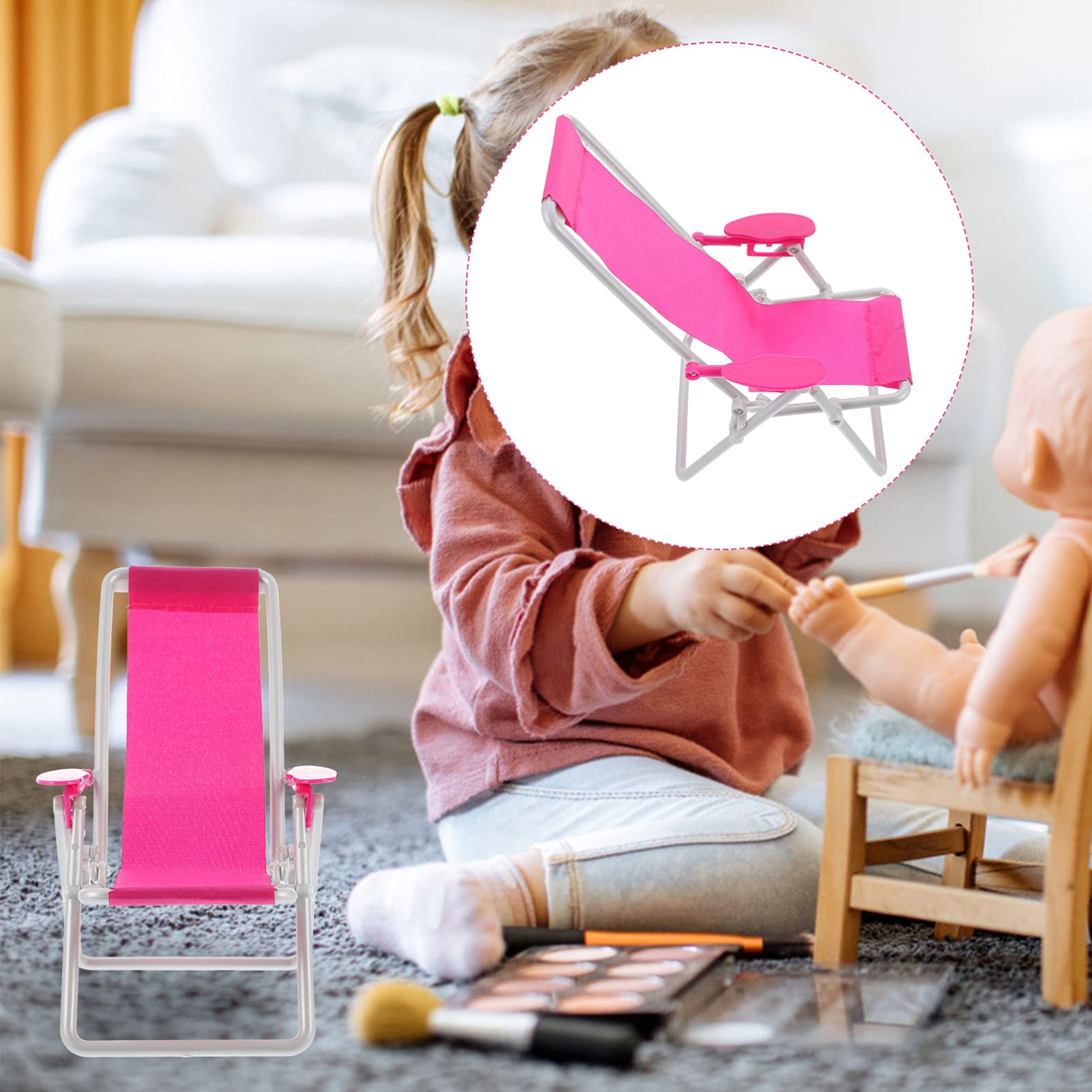 Toyvian 3-Piece Miniature Foldable Beach Chair Set - Dollhouse Furniture, Mini Deck Chair, Lounge Chair for Dolls - Perfect for Beach Scenes, Poolside Decoration & Dollhouse Accessories