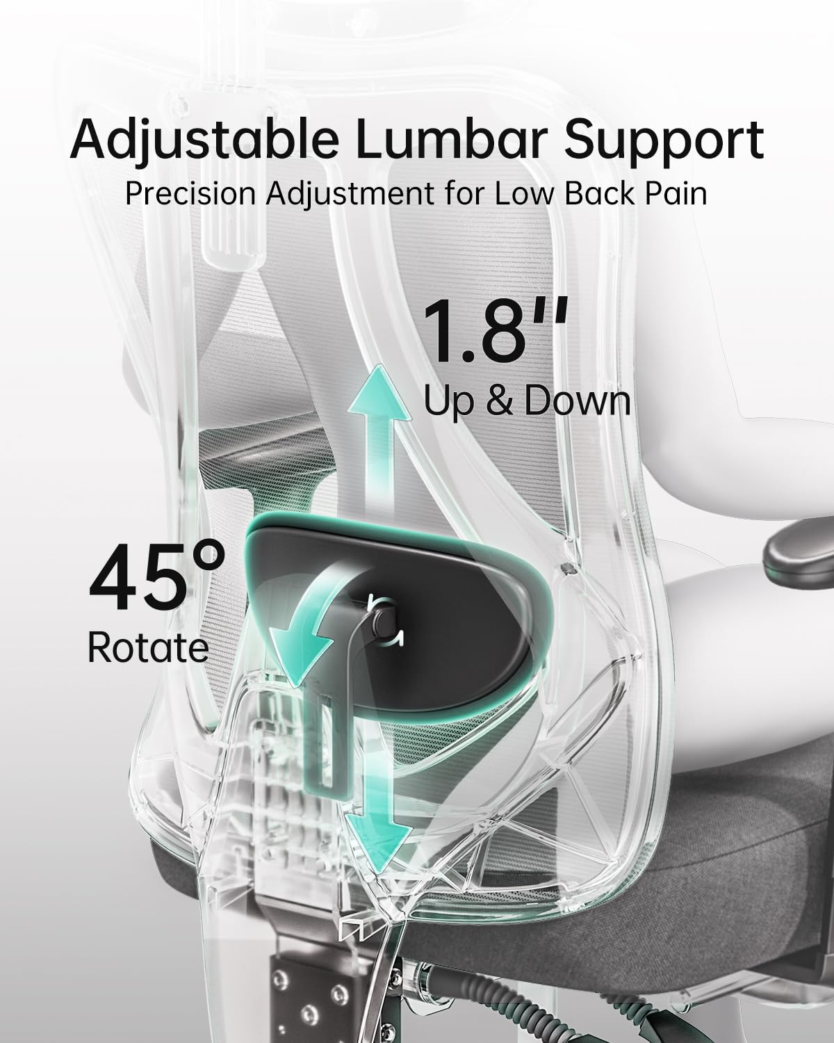 Hbada P3 Ergonomic Office Chair - 2D Adjustable Lumbar Support, Adjustable Headrest & Armrest, 145° Recline, Black - Perfect for Home Office, Gaming & Workspace Comfort (No Footrest)