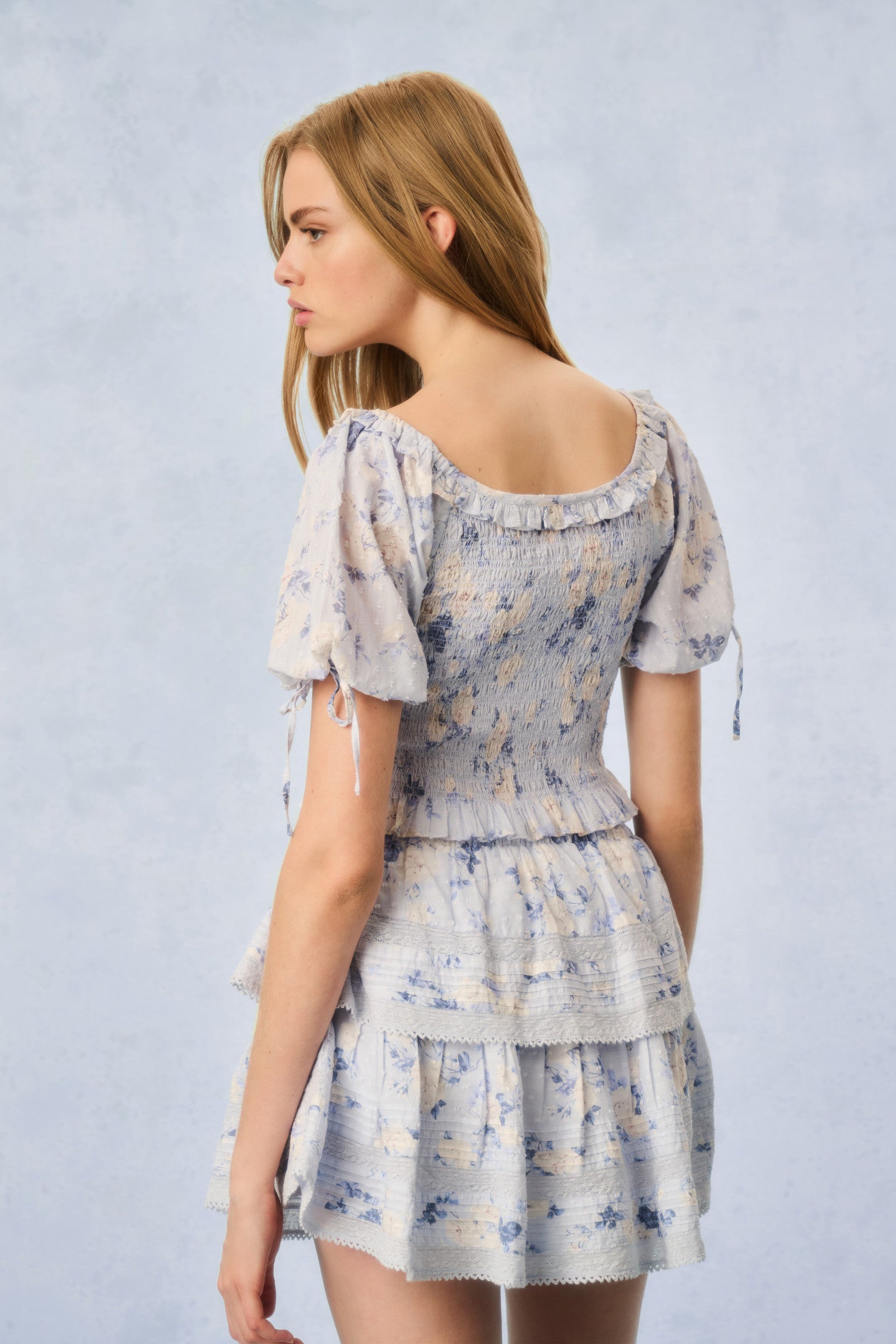 Molly Fragrance Print Top - Whisper Blue | Floral Scented Women's Blouse for Casual Wear & Summer Outfits