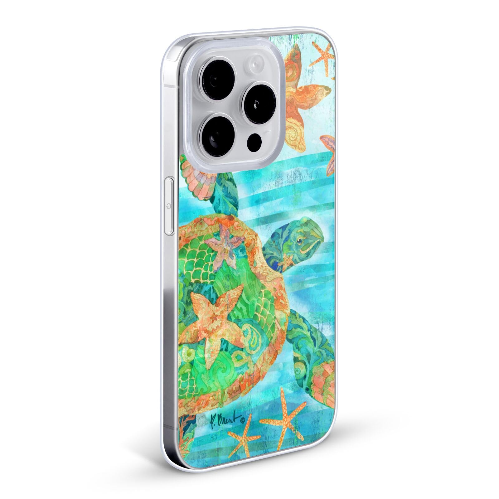 Officially Licensed Paul Brent Nassau Turtle Coastal Soft Gel Case for iPhone 13 Pro Max - Durable Protective Phone Cover with Artistic Design, Perfect for Beach Vacations & Outdoor Adventures