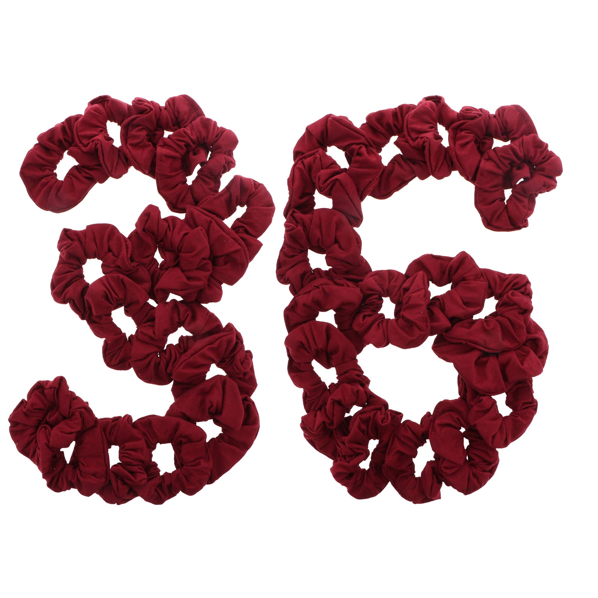 36 Pcs Solid Hair Scrunchies - Maroon Hair Ties for Women, Girls, Workout, Yoga, and Everyday Use
