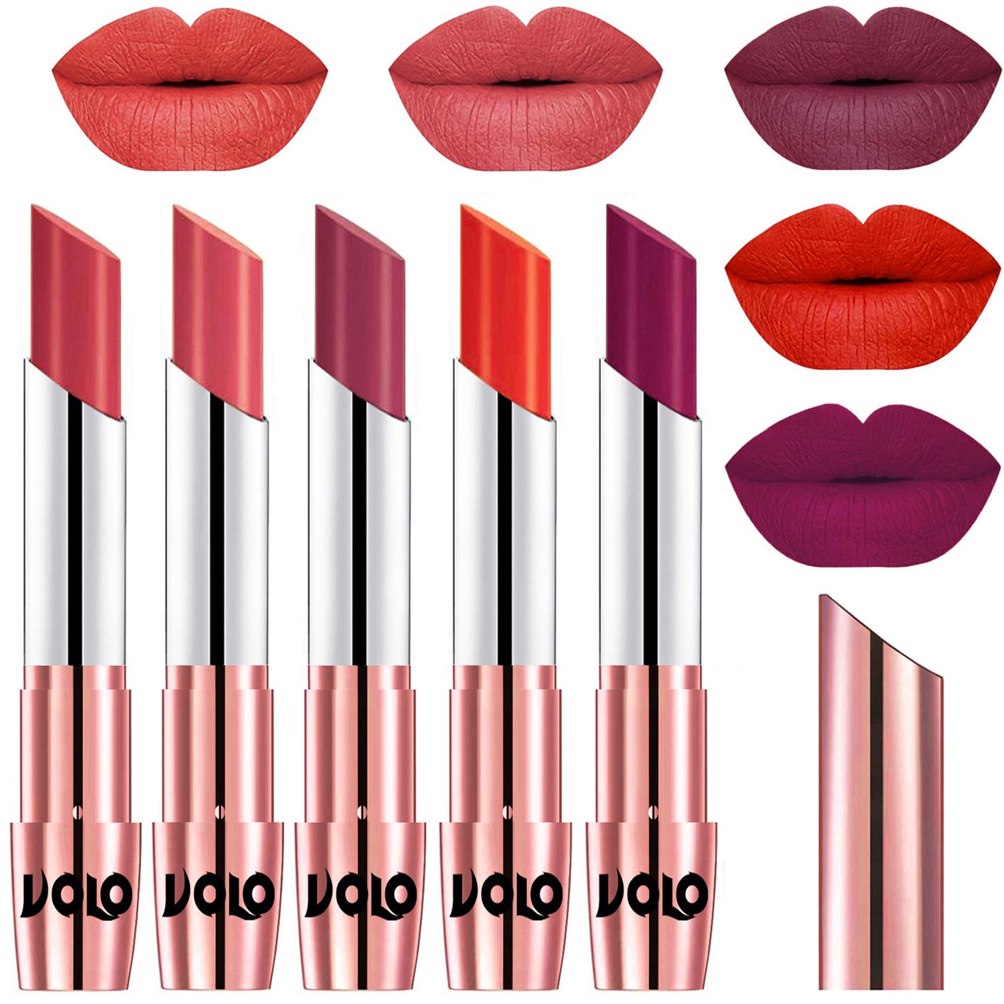 VOLO Cream Lipstick - Dark Peach, Rose Pink, Coral, Magenta Shades | Long-Lasting Hydrating Lip Color for Everyday Wear & Special Occasions