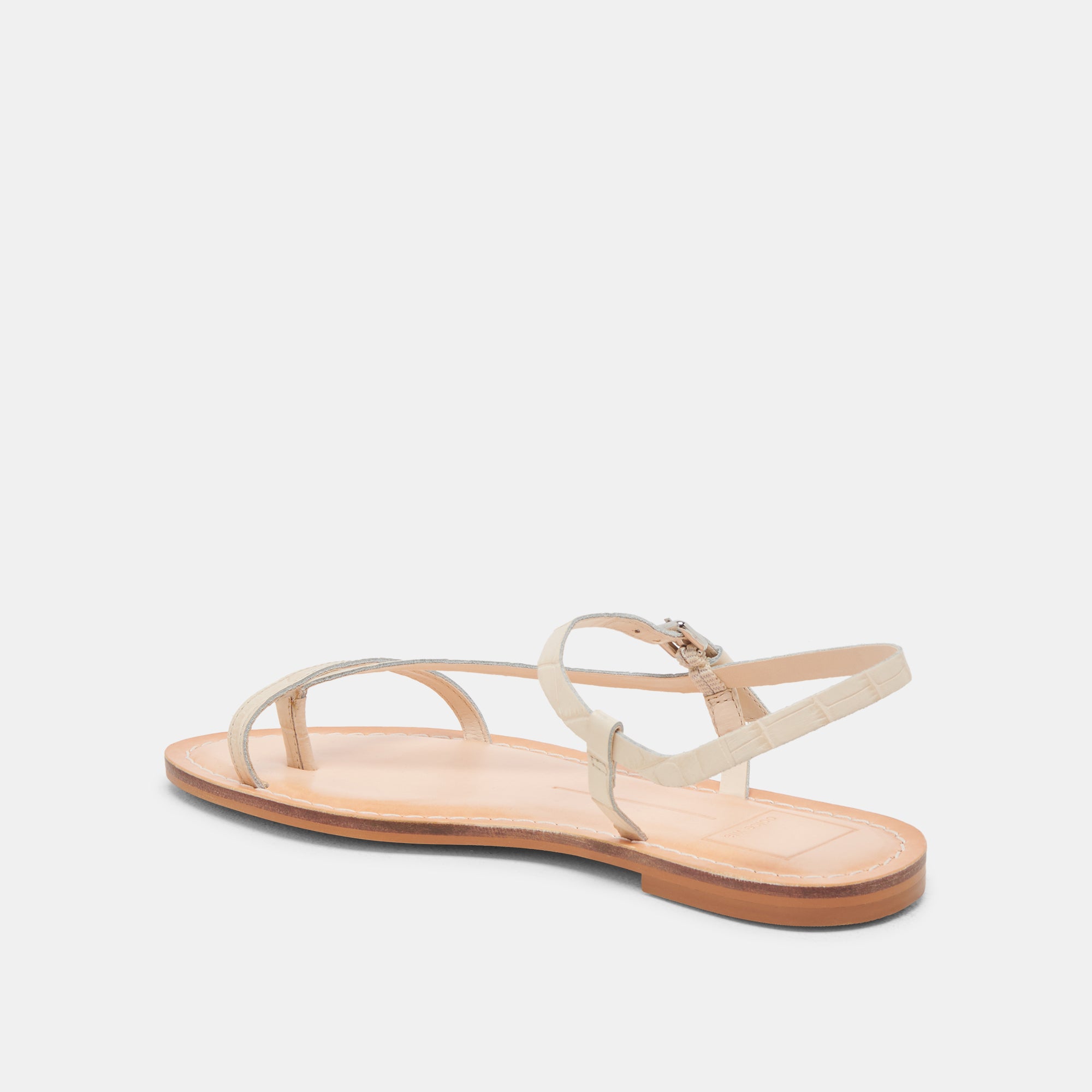 WANDRE Leather Sandals for Women - Bone Embossed Strappy Comfortable Flip Flops - Perfect for Beach, Vacation & Summer Outfits